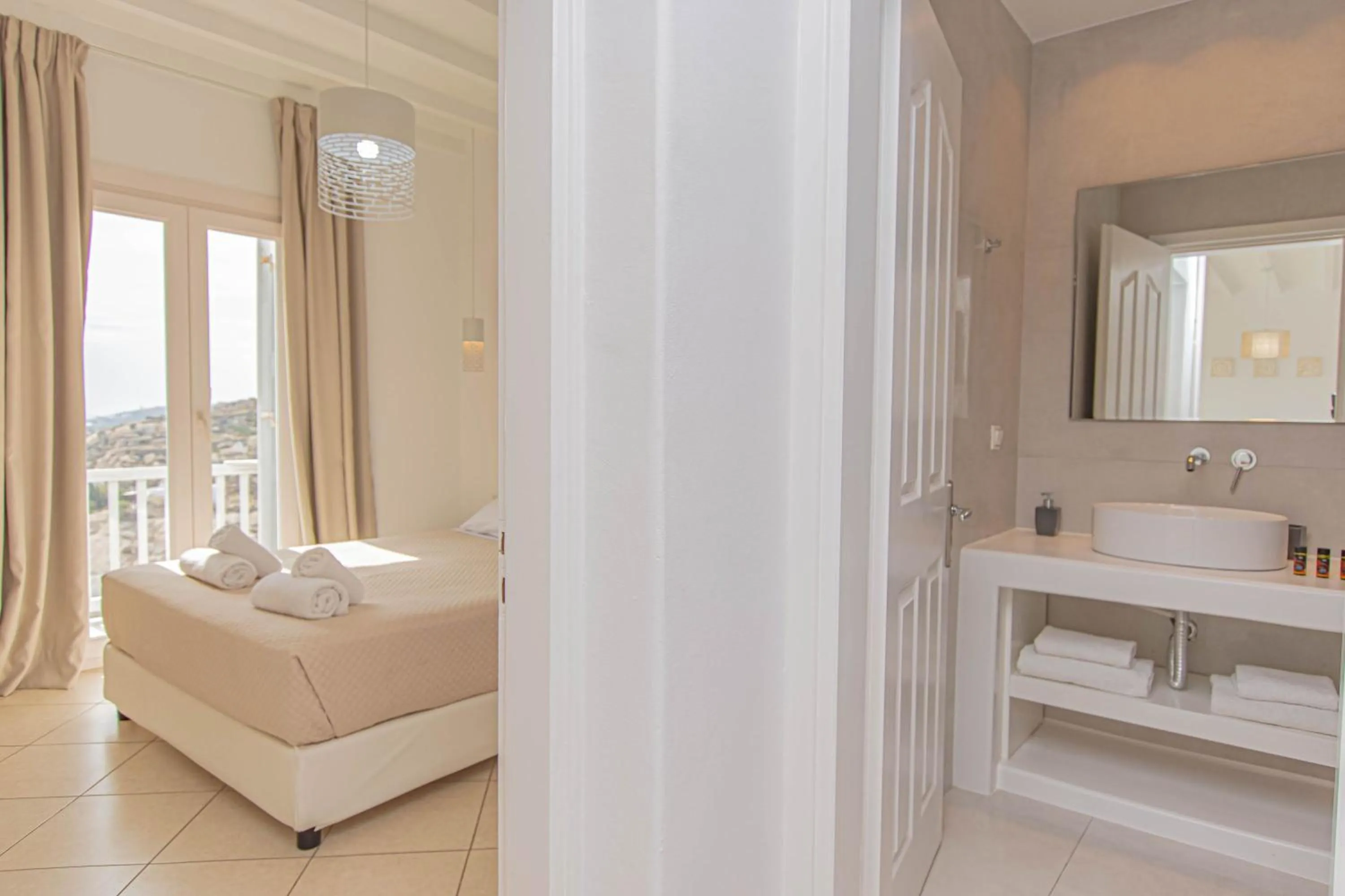 Bedroom in Overview Mykonos Apartments