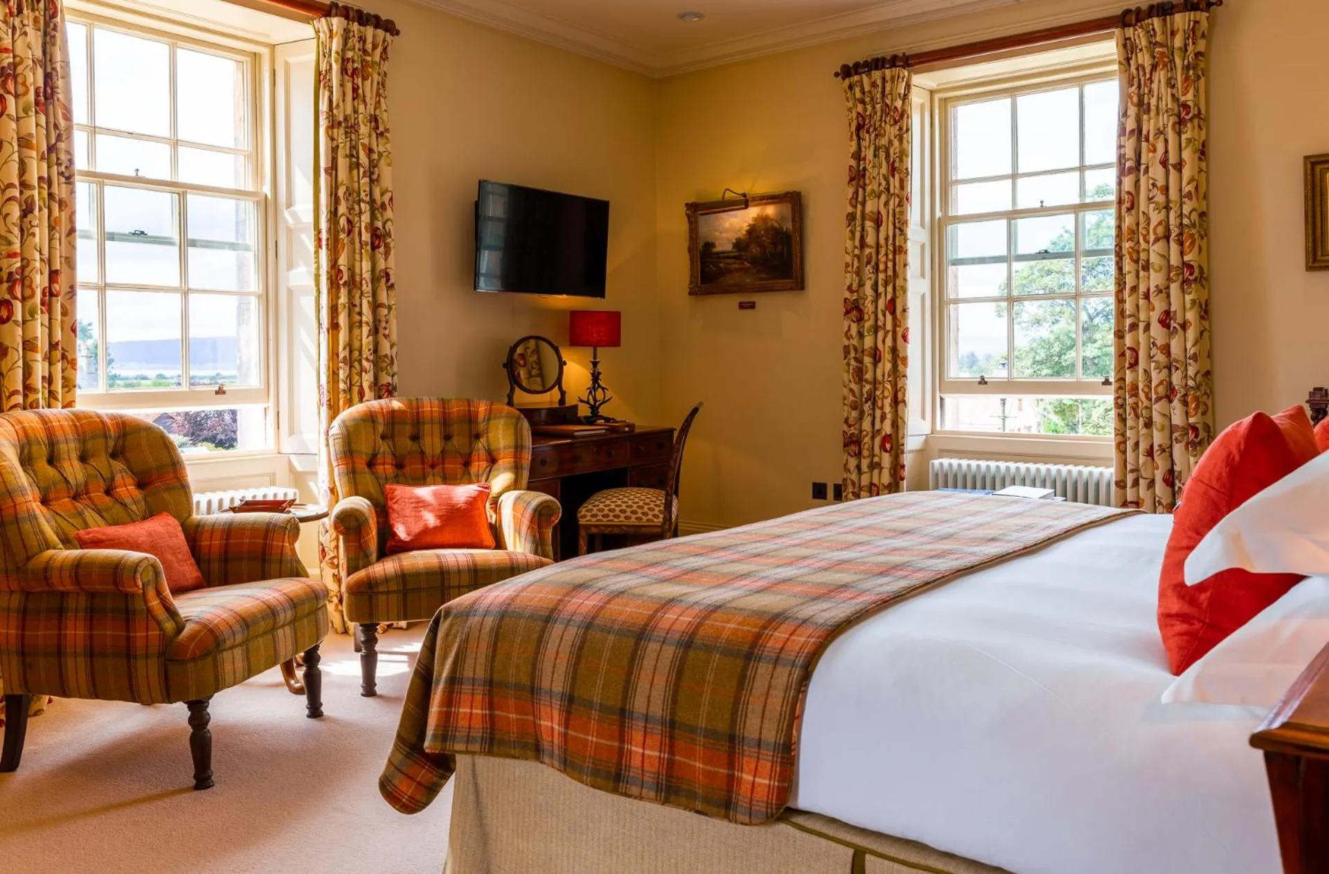 Seating area, Bed in Links House at Royal Dornoch