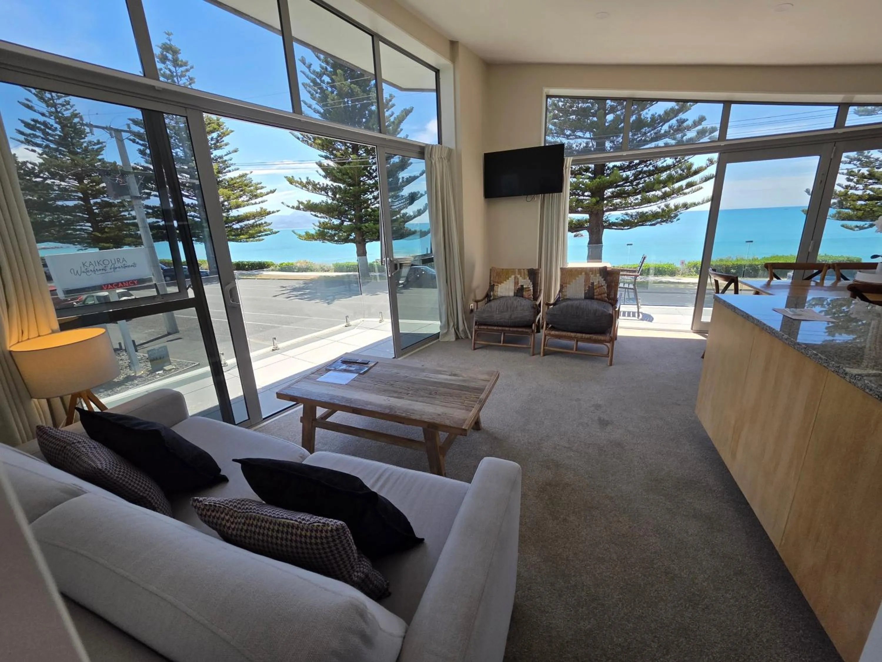Living room in Kaikoura Waterfront Apartments