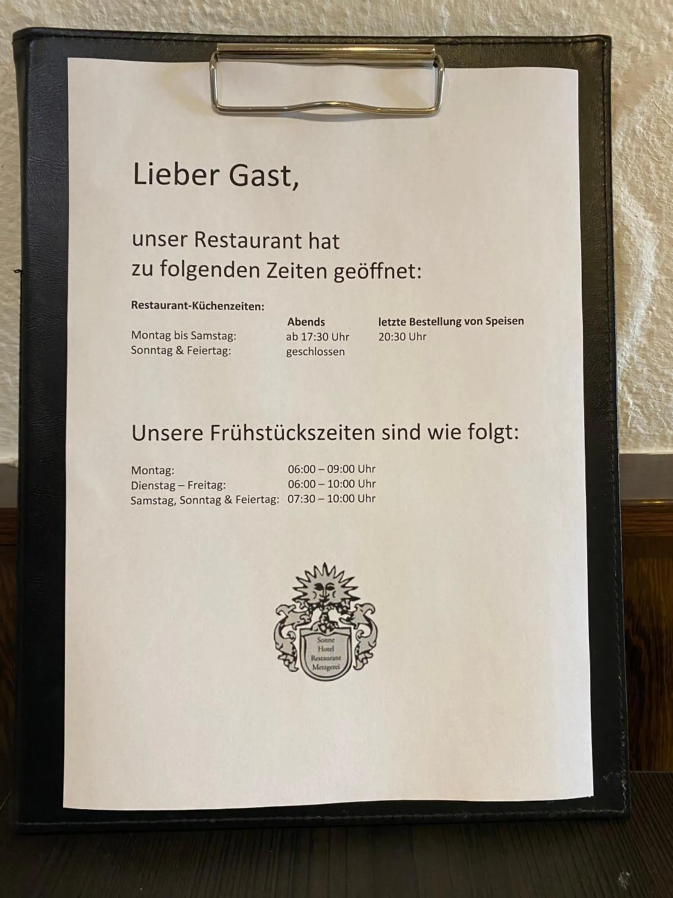 Meals in Hotel Sonne