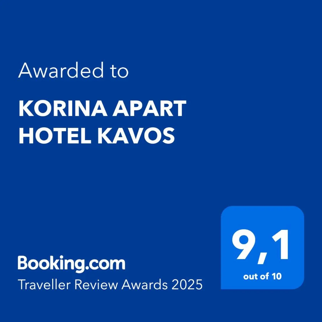 Certificate/Award in KORINA APART HOTEL KAVOS