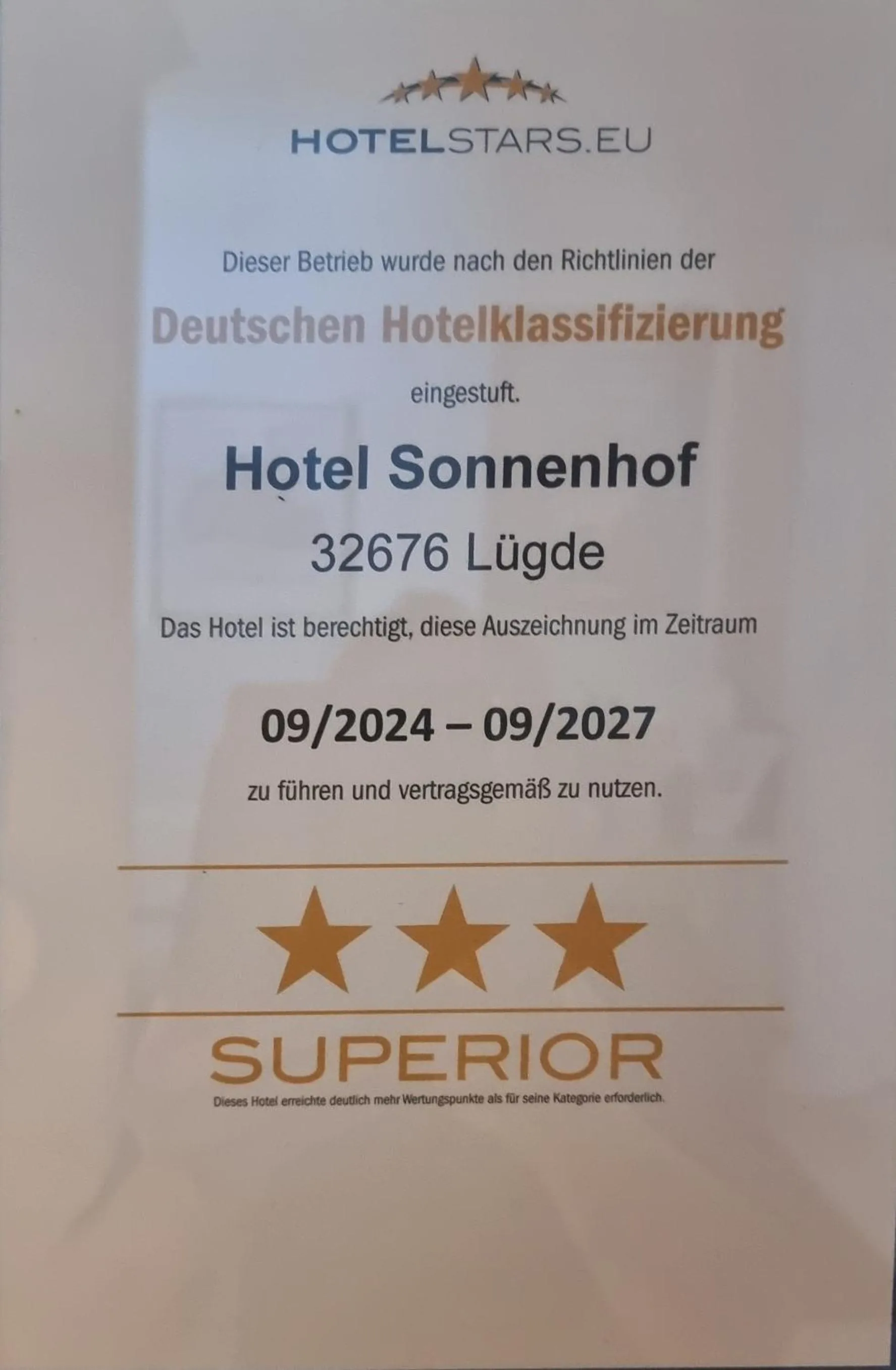 Certificate/Award in Hotel Sonnenhof