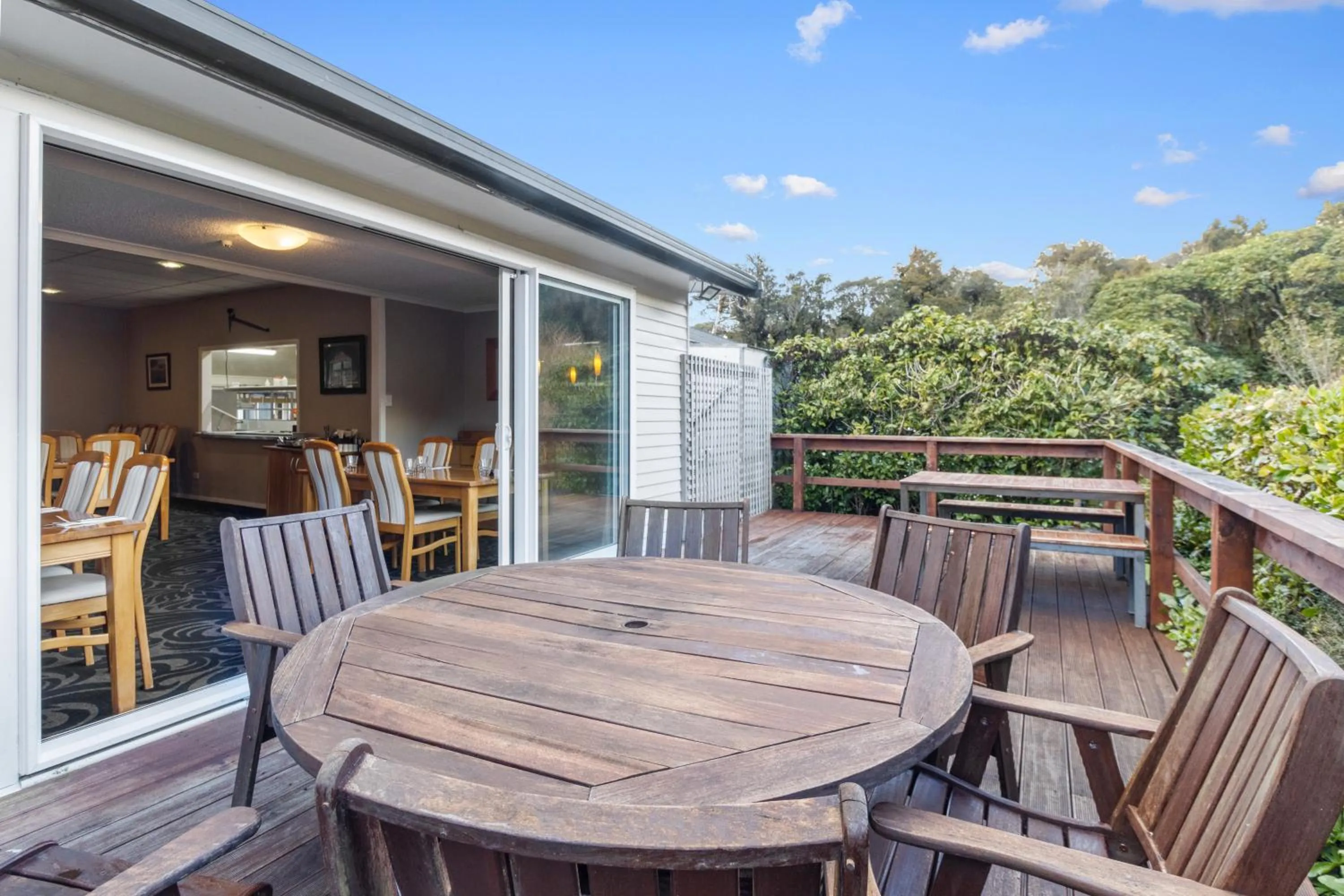 Patio in Mountain House, Stratford, Ngati Ruanui