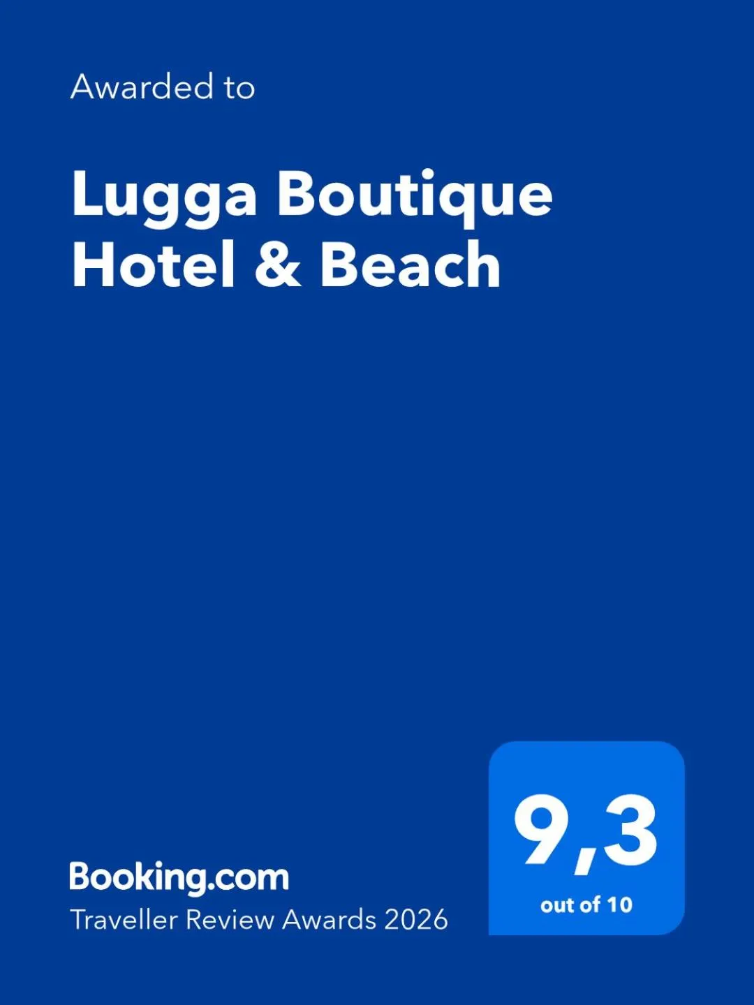 Certificate/Award in Lugga Boutique Hotel & Beach