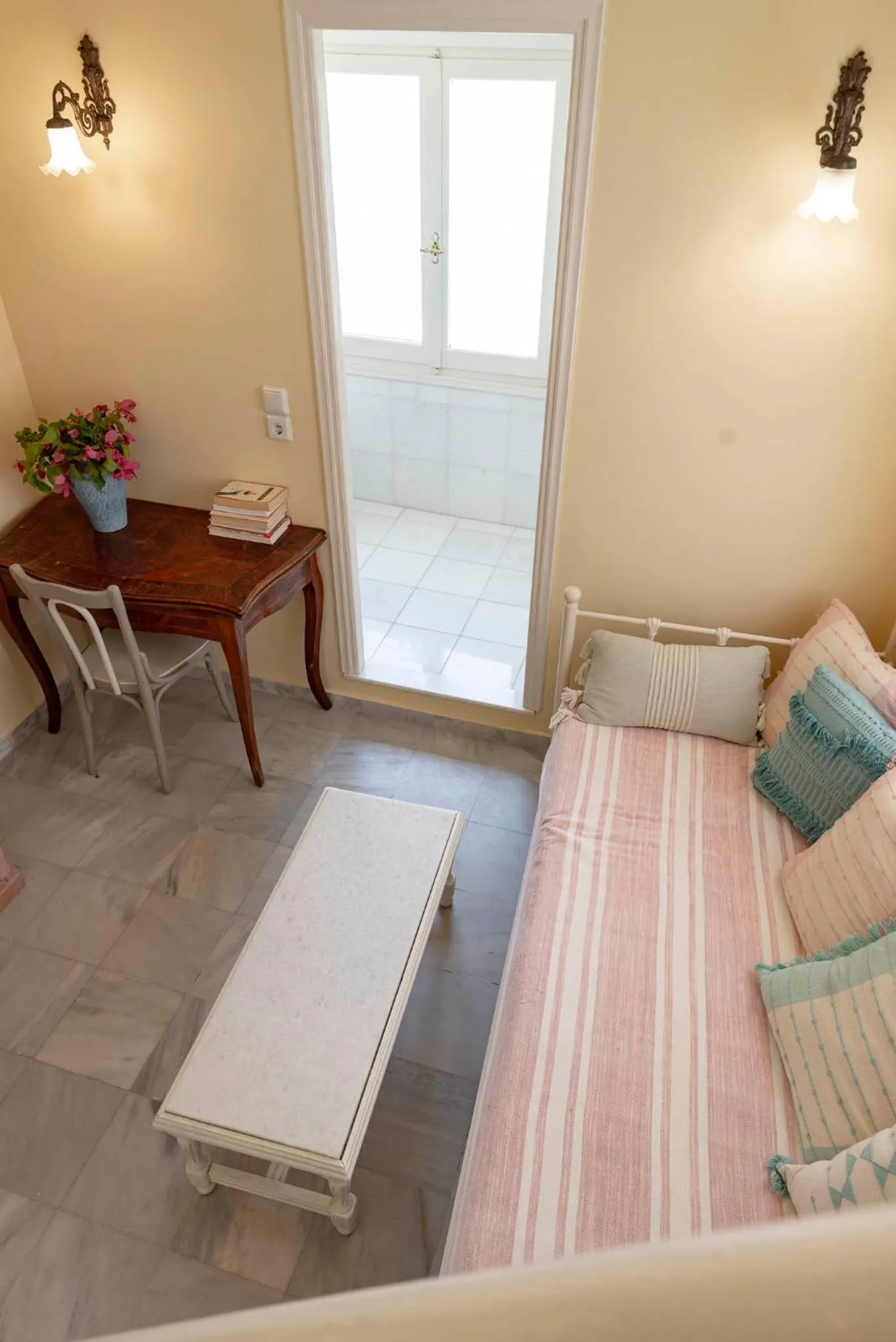 Seating area, Bed in Villa Maria-Syros