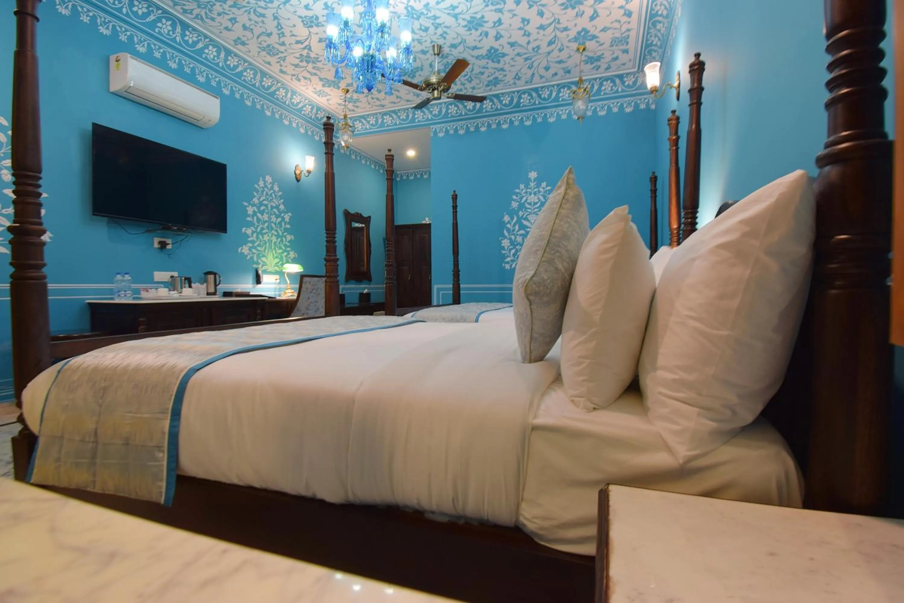 Bed in Umaid Farm Resort- A Legancy Vintage Stay In Jaipur