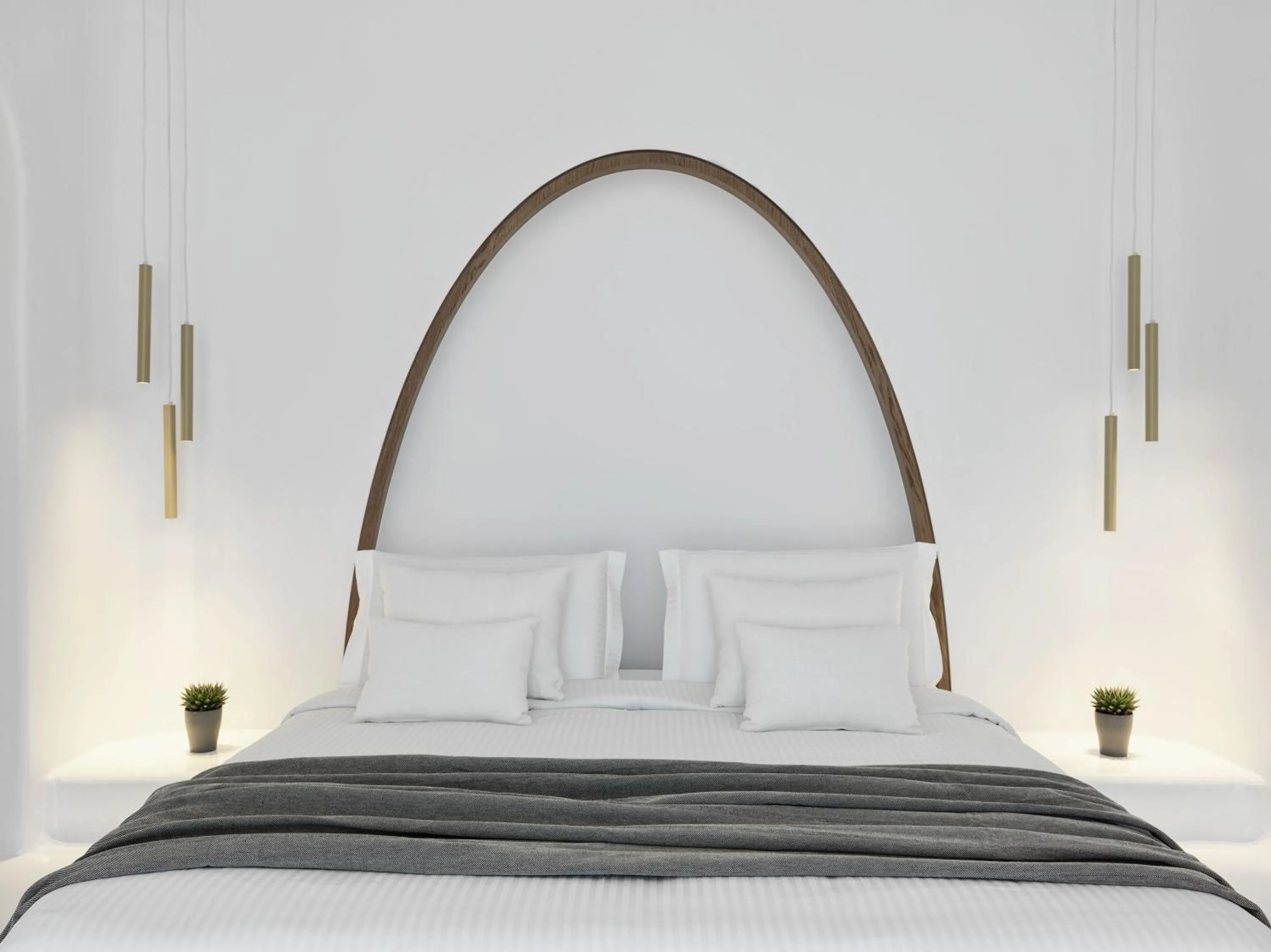 Bed in Mykonos Earth Suites