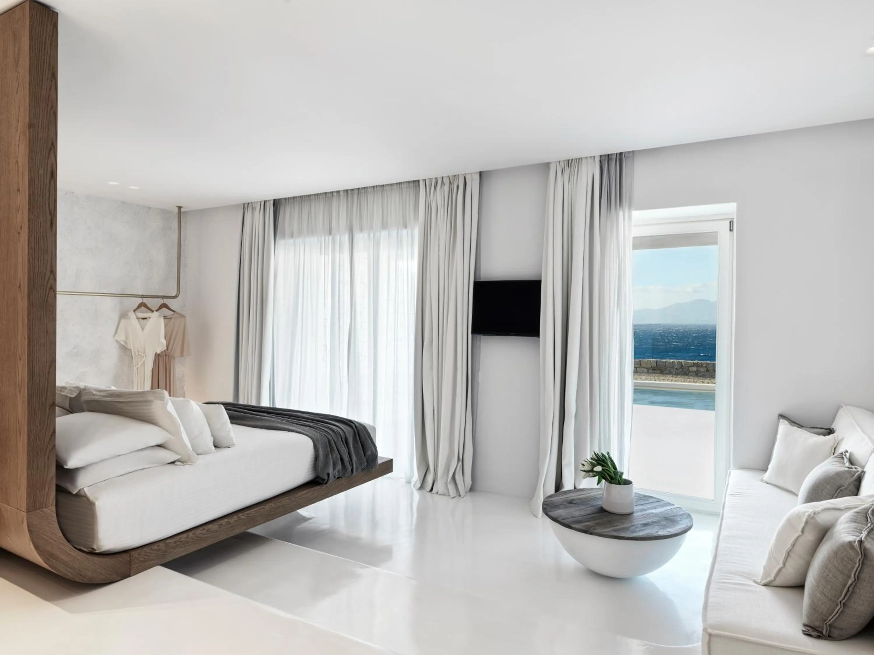 Sea view, Bed in Mykonos Earth Suites