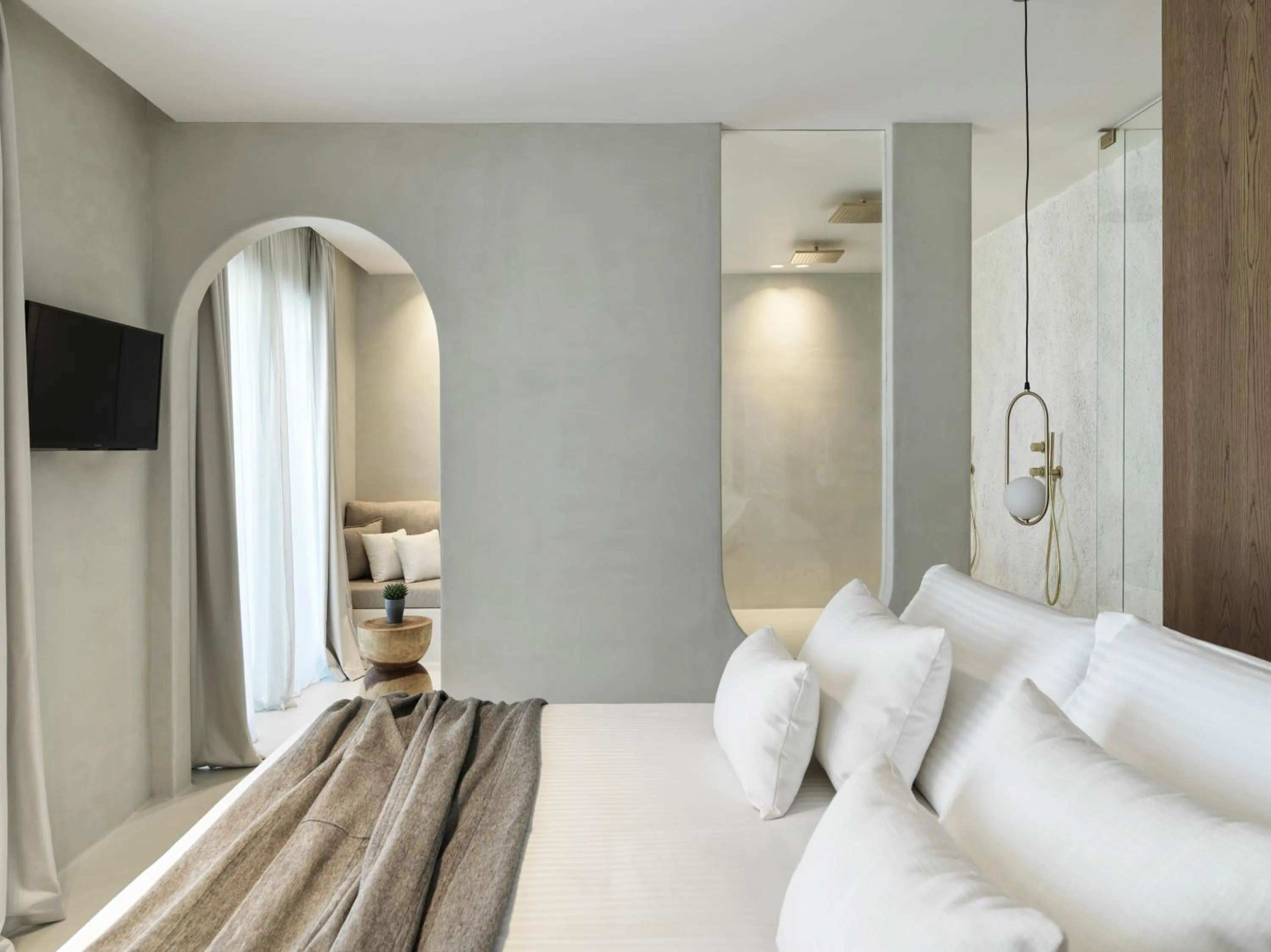 Bedroom, Bed in Mykonos Earth Suites