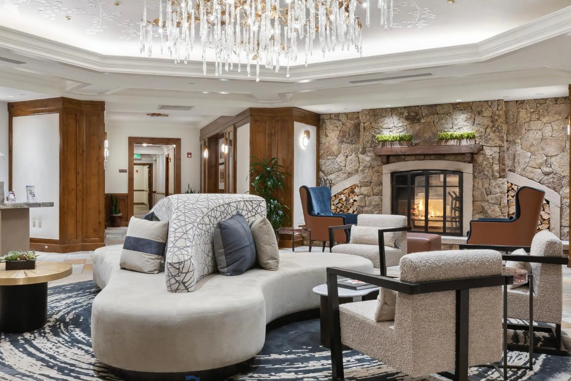 fireplace in The Aspen Mountain Residences