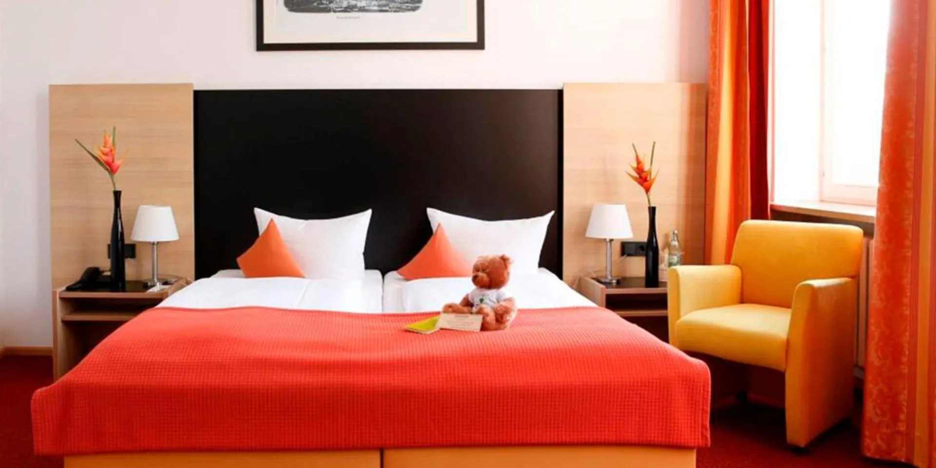 Photo of the whole room, Bed in Hotel Franziskushöhe Lohr