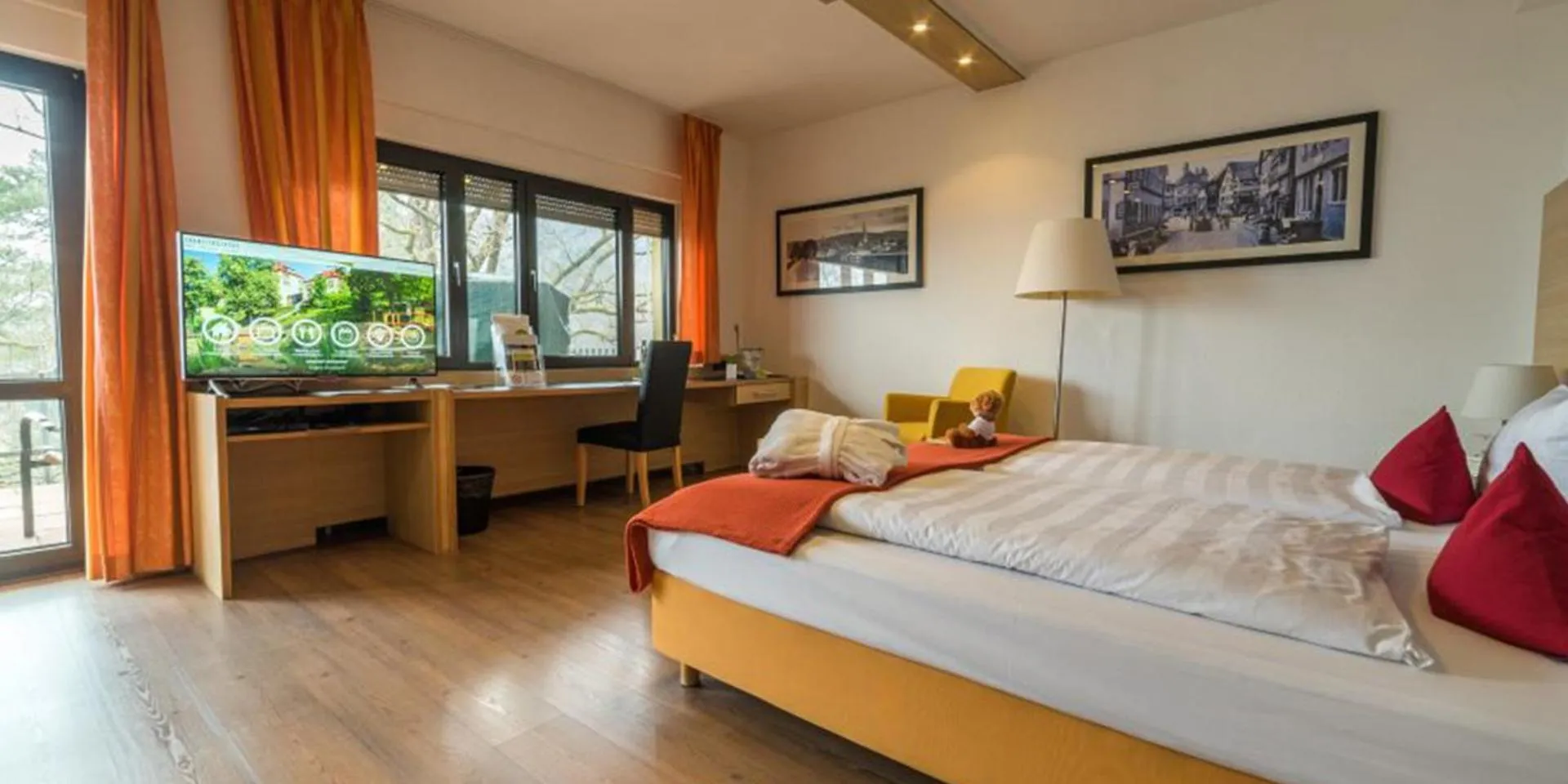 Photo of the whole room, Bed in Hotel Franziskushöhe Lohr