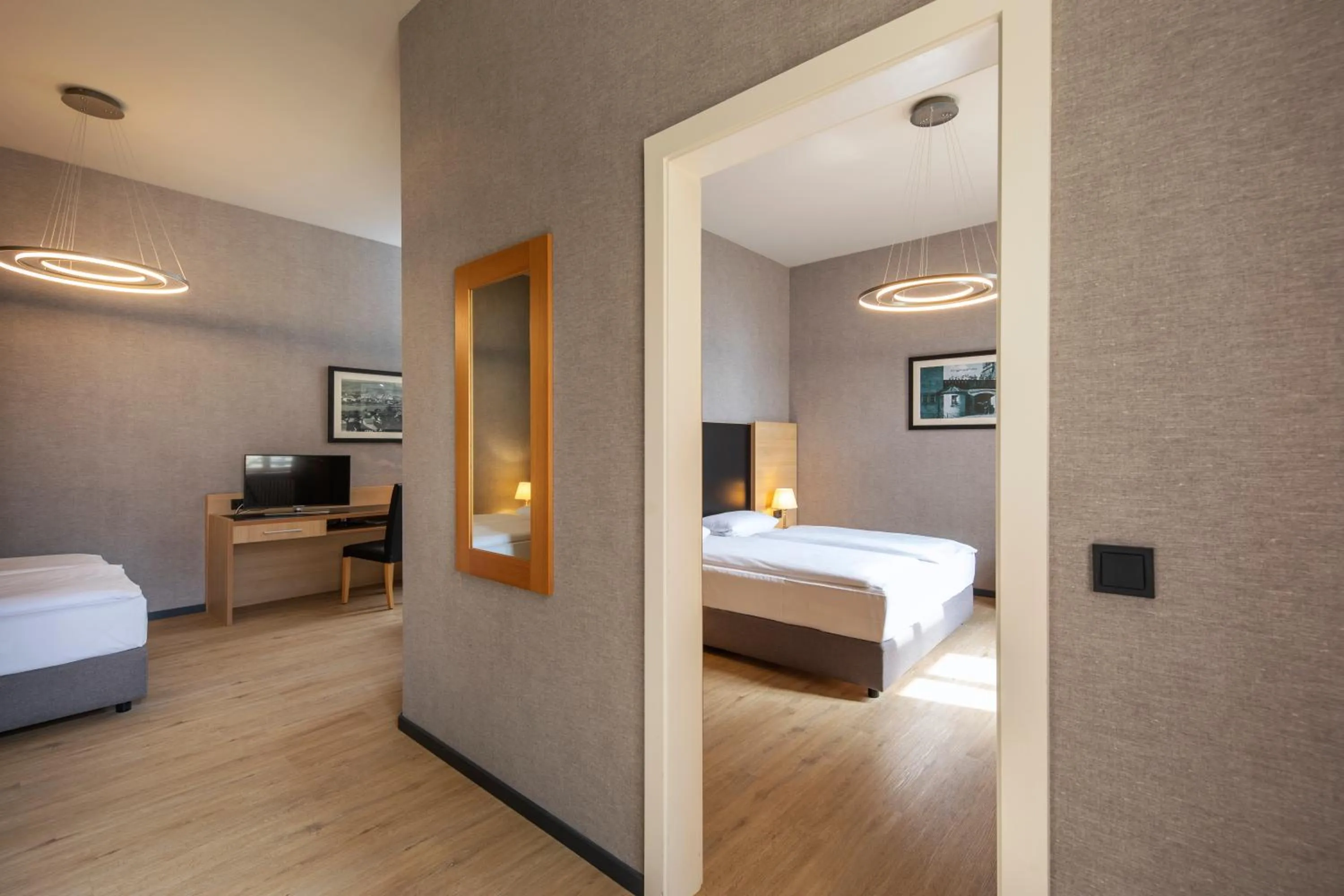 Photo of the whole room, Bed in Hotel Franziskushöhe Lohr