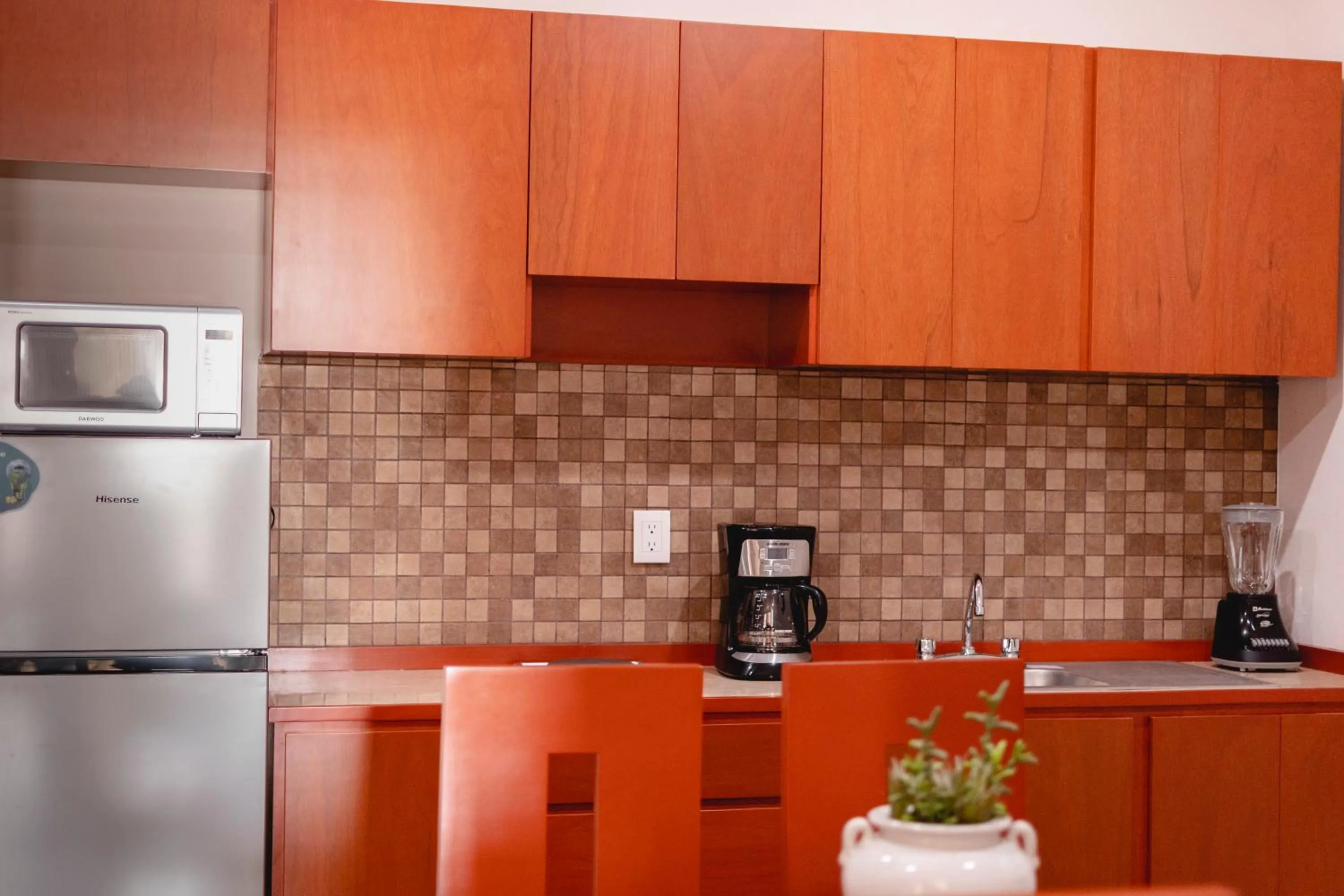 Kitchen or kitchenette in La Lola Hotel & Suites