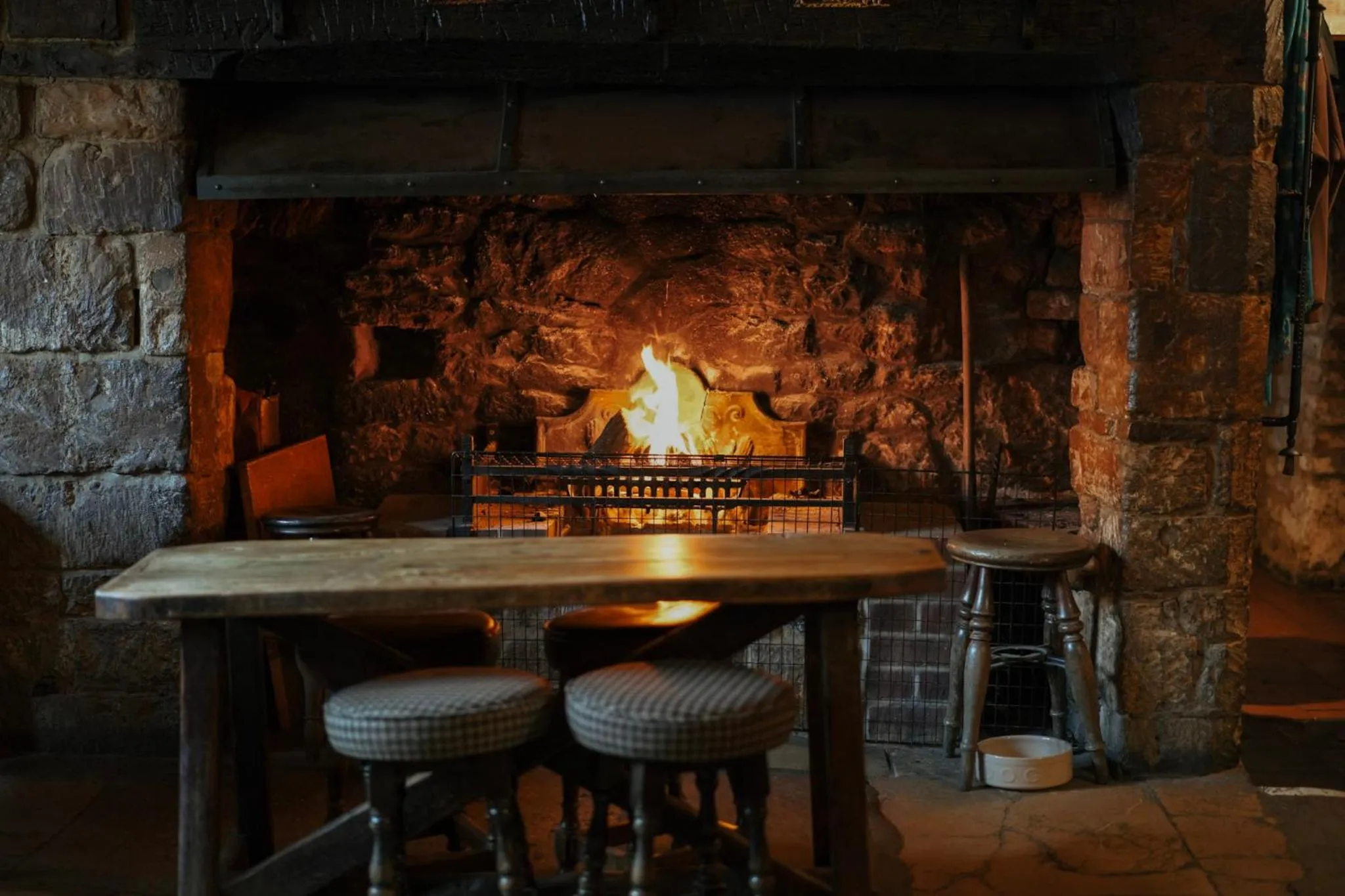 fireplace in The Falkland Arms