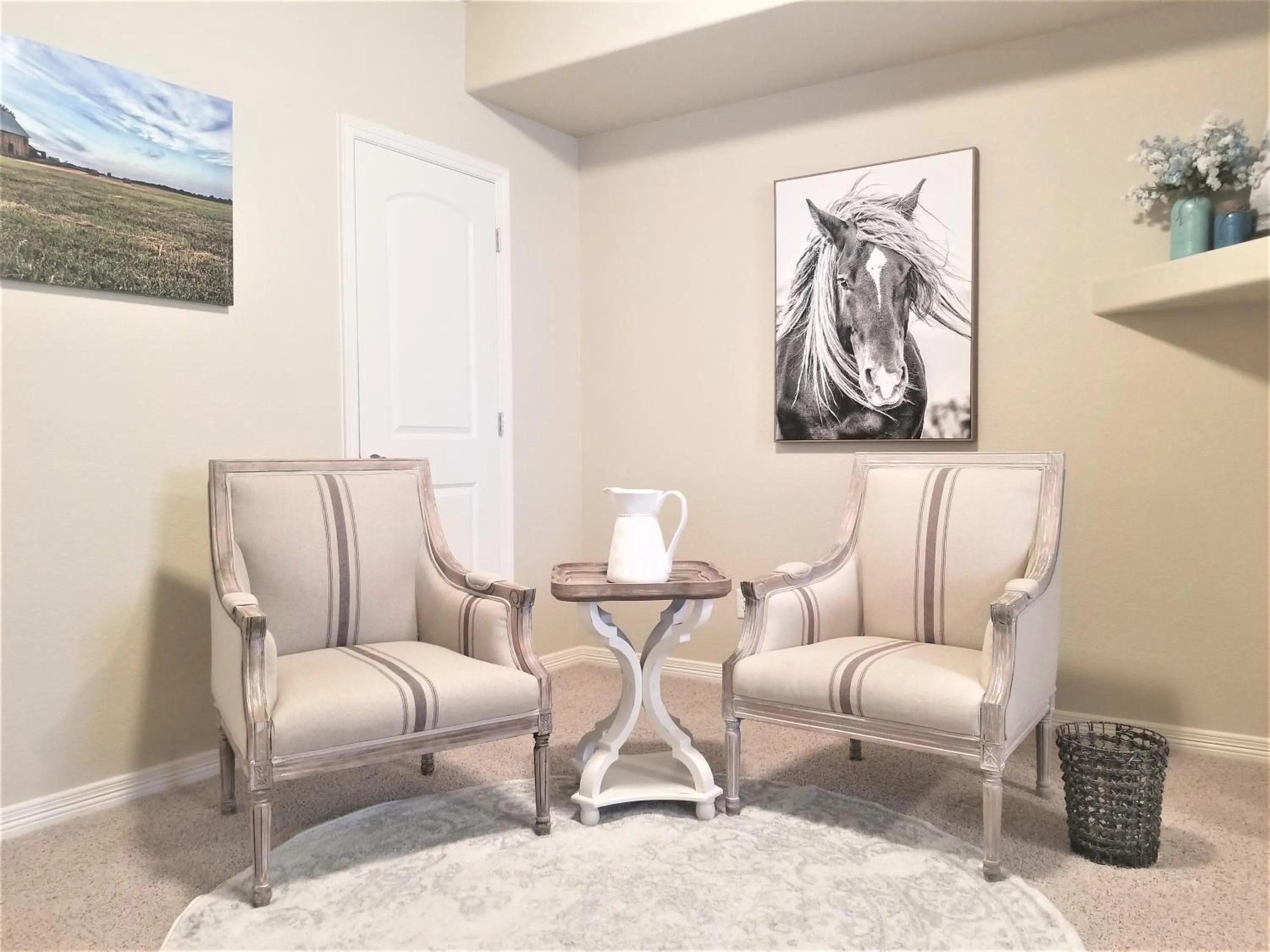 Seating area in Peak Valley Manor, a Modern Farmhouse
