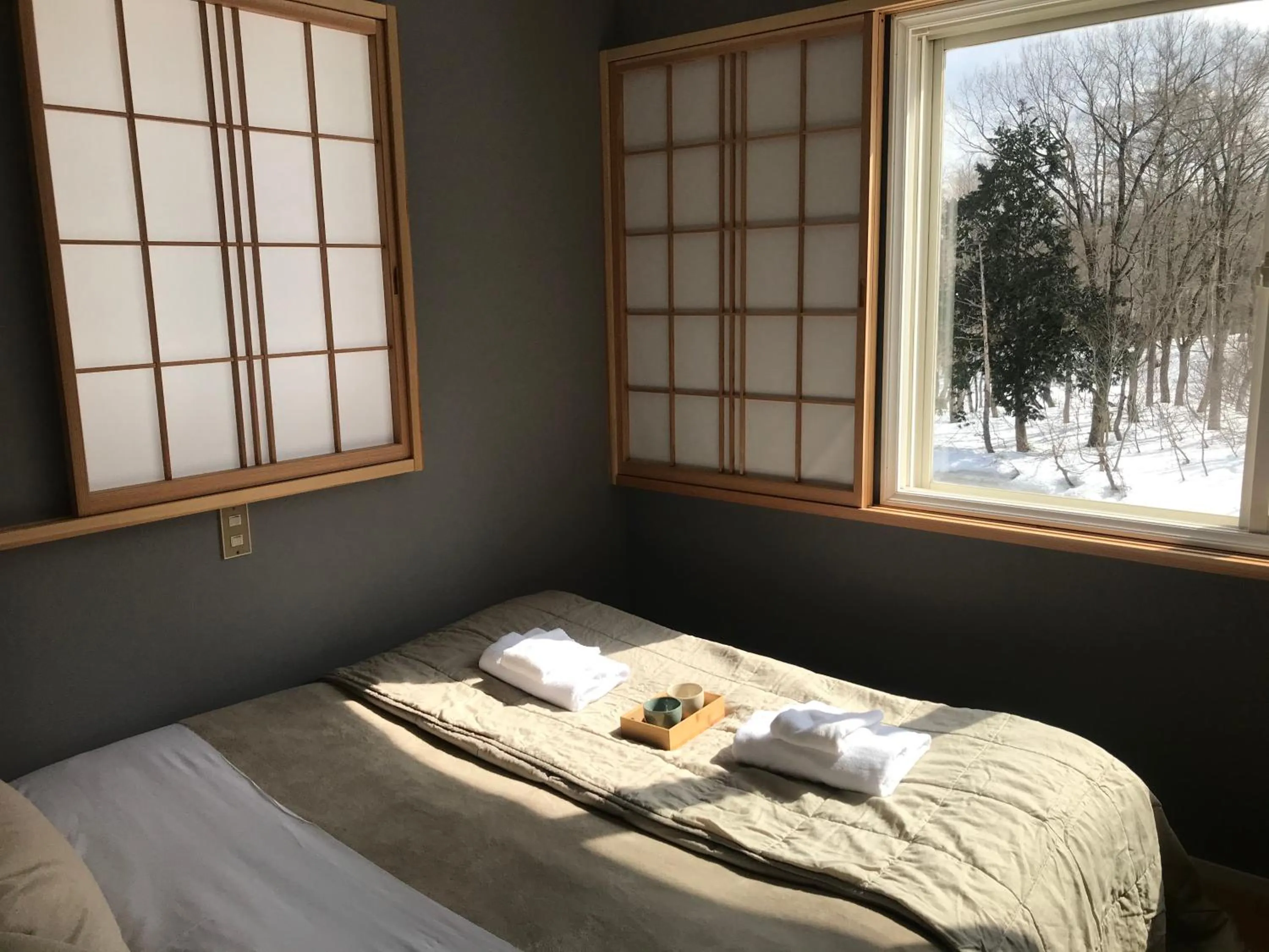 Bed in Myoko Forest Lodge