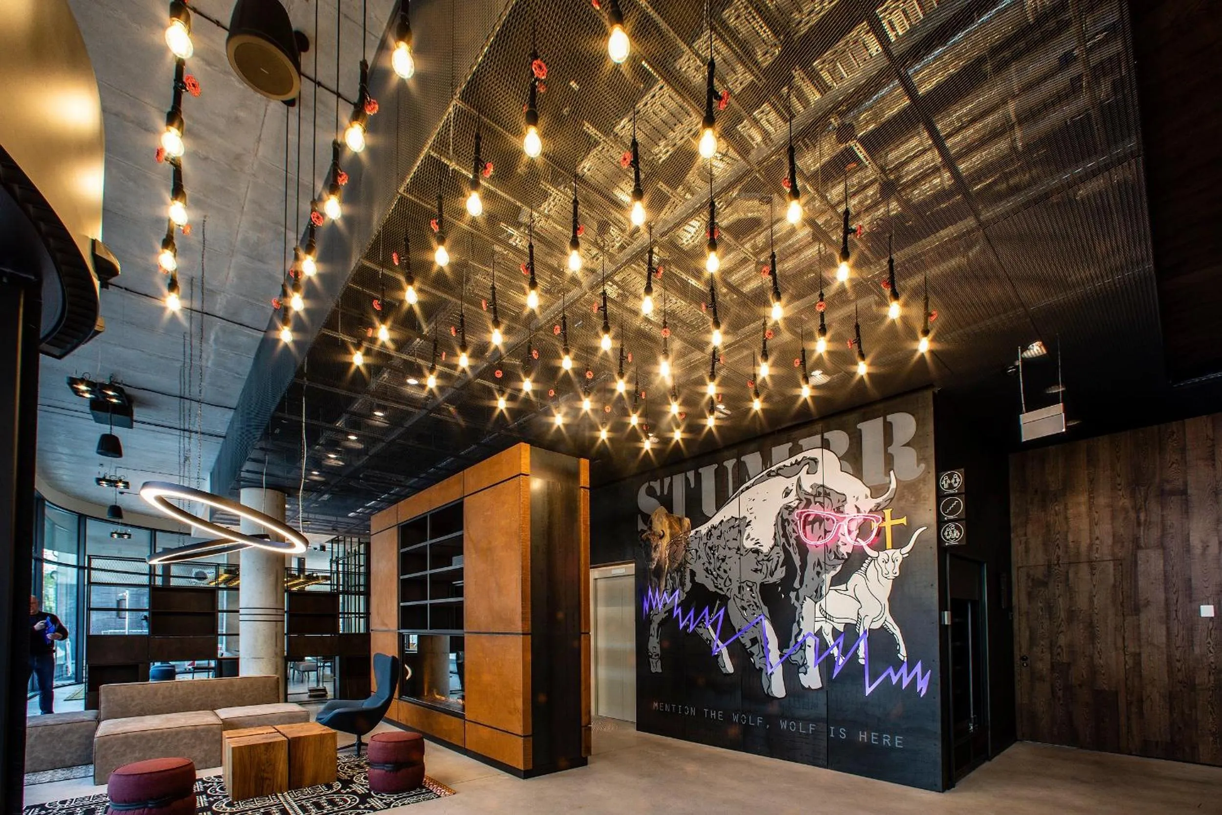 Seating area in Moxy Kaunas Center