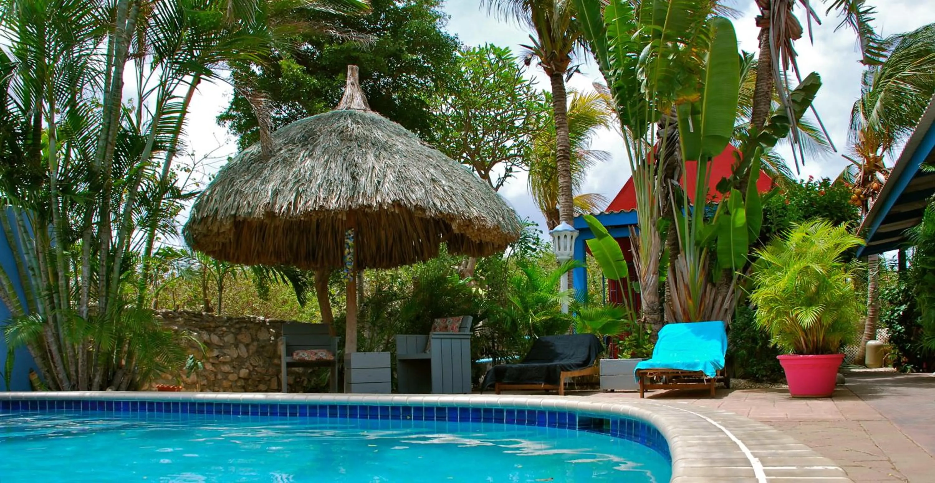 Pool view in Caribbean Flower Apartments