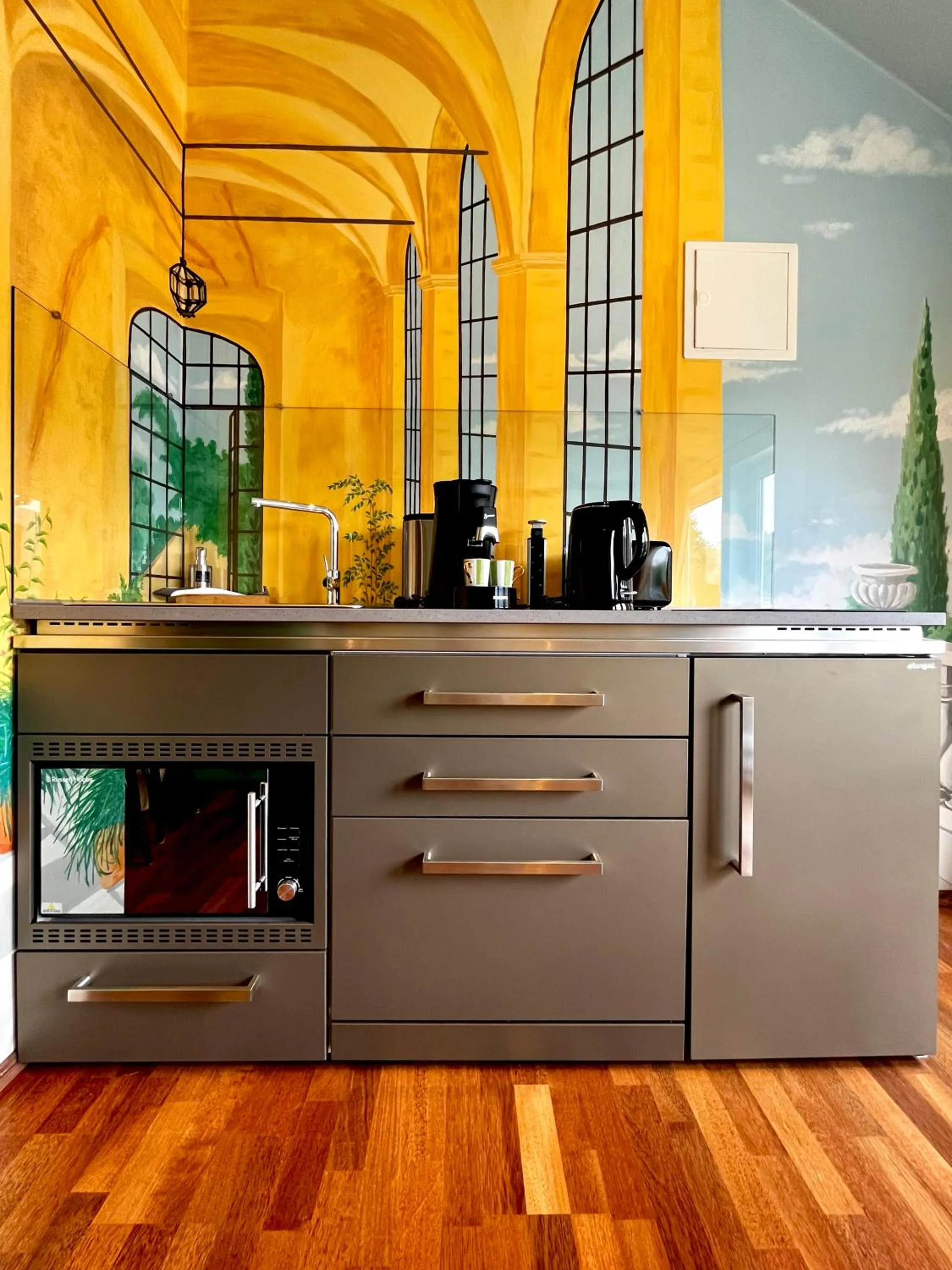 Kitchen or kitchenette in PARK VILLA zentral am Mittelrhein Zimmer&Apartments Self check in Aparthotel