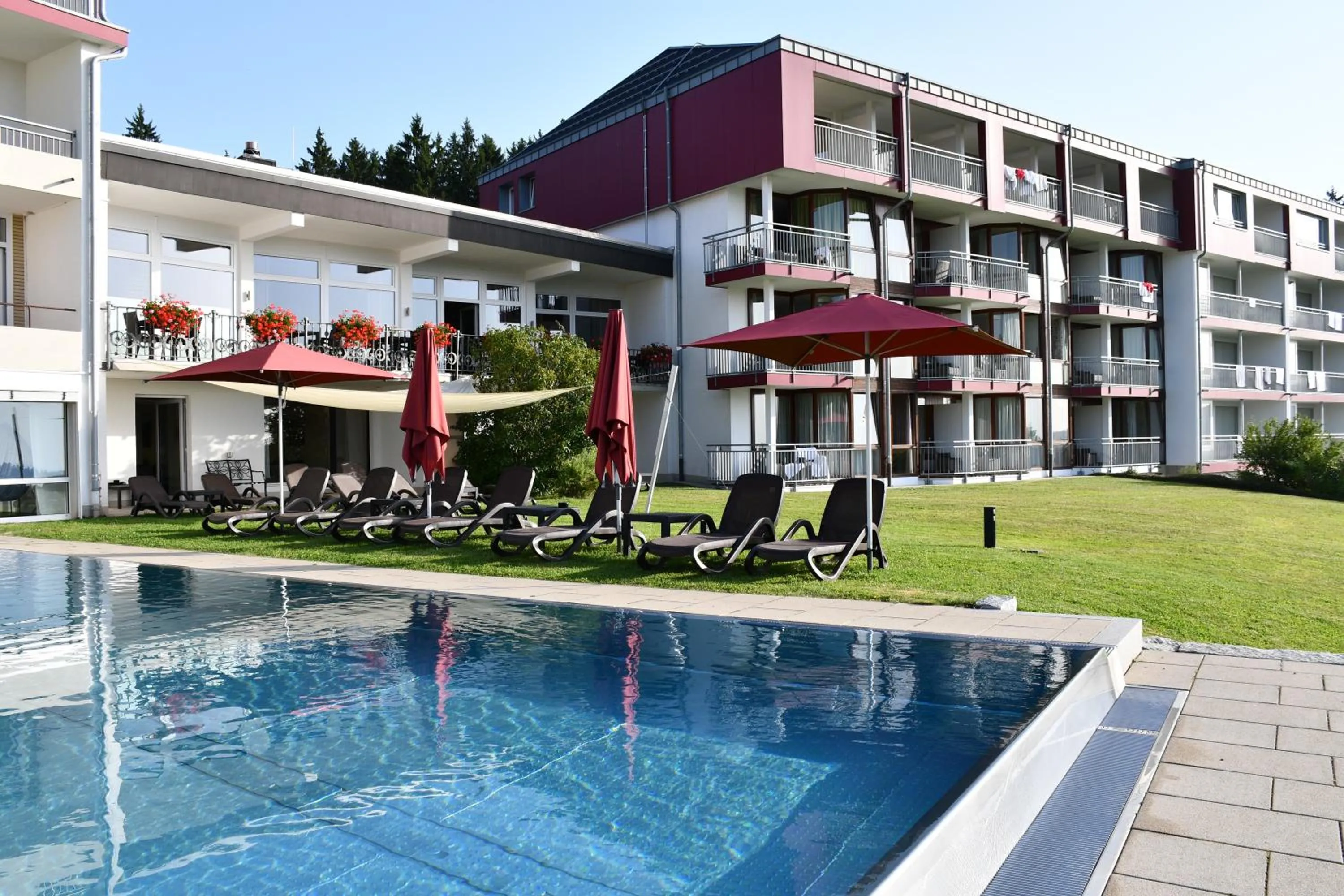 Swimming pool in Schwarzwald Wellnesshotel SAIGERHÖH I Spa Golf & Wandern über dem Titisee