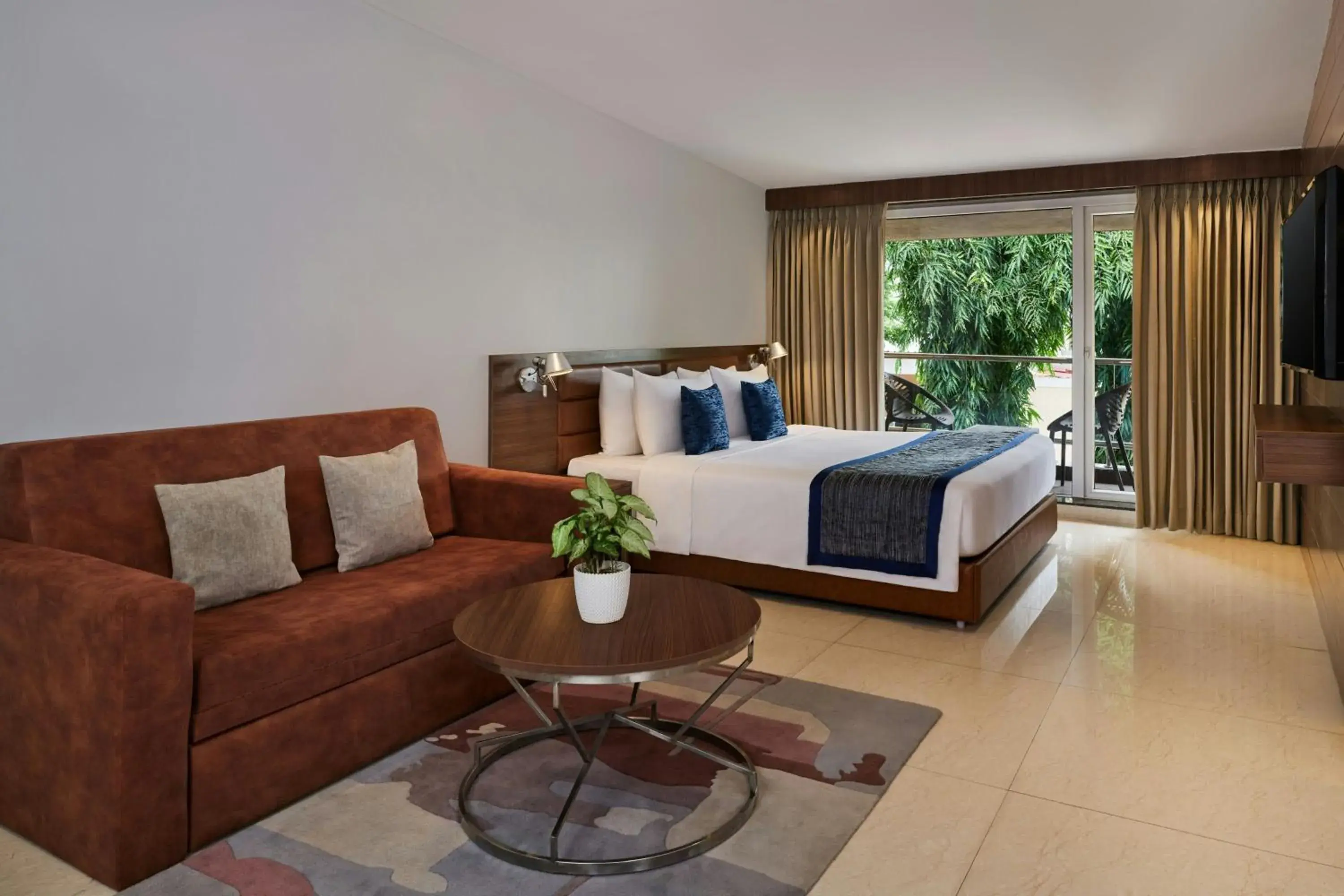 Winter Green Premium King Room with Garden View in The Fern Sardar Sarovar Resort Kevadia, Gujarat, Series by Marriott Winter Green Premium King Room with Garden View in The Fern Sardar Sarovar Resort Kevadia, Gujarat, Series by Marriott