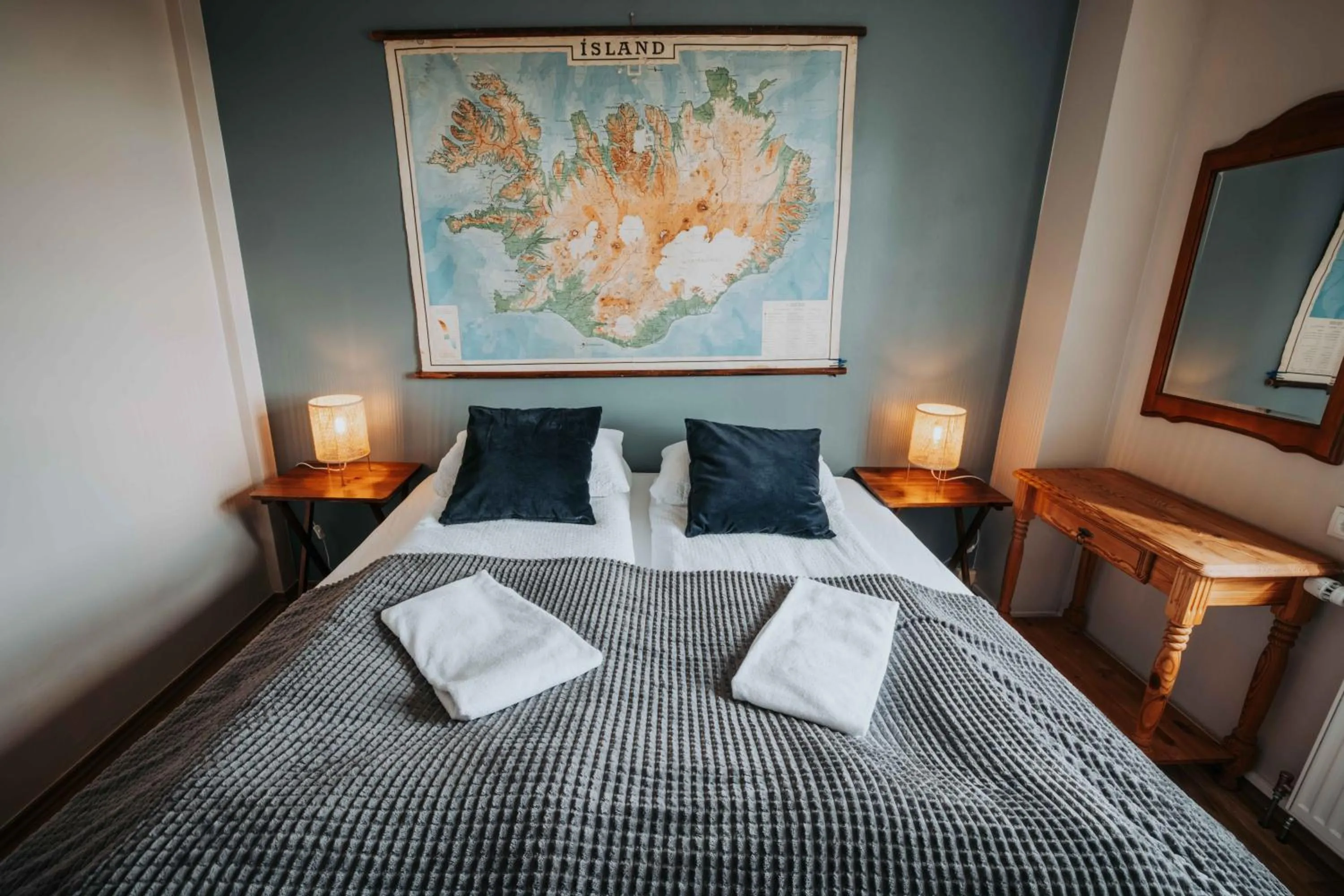 Bed in Héradsskólinn Historic Guesthouse