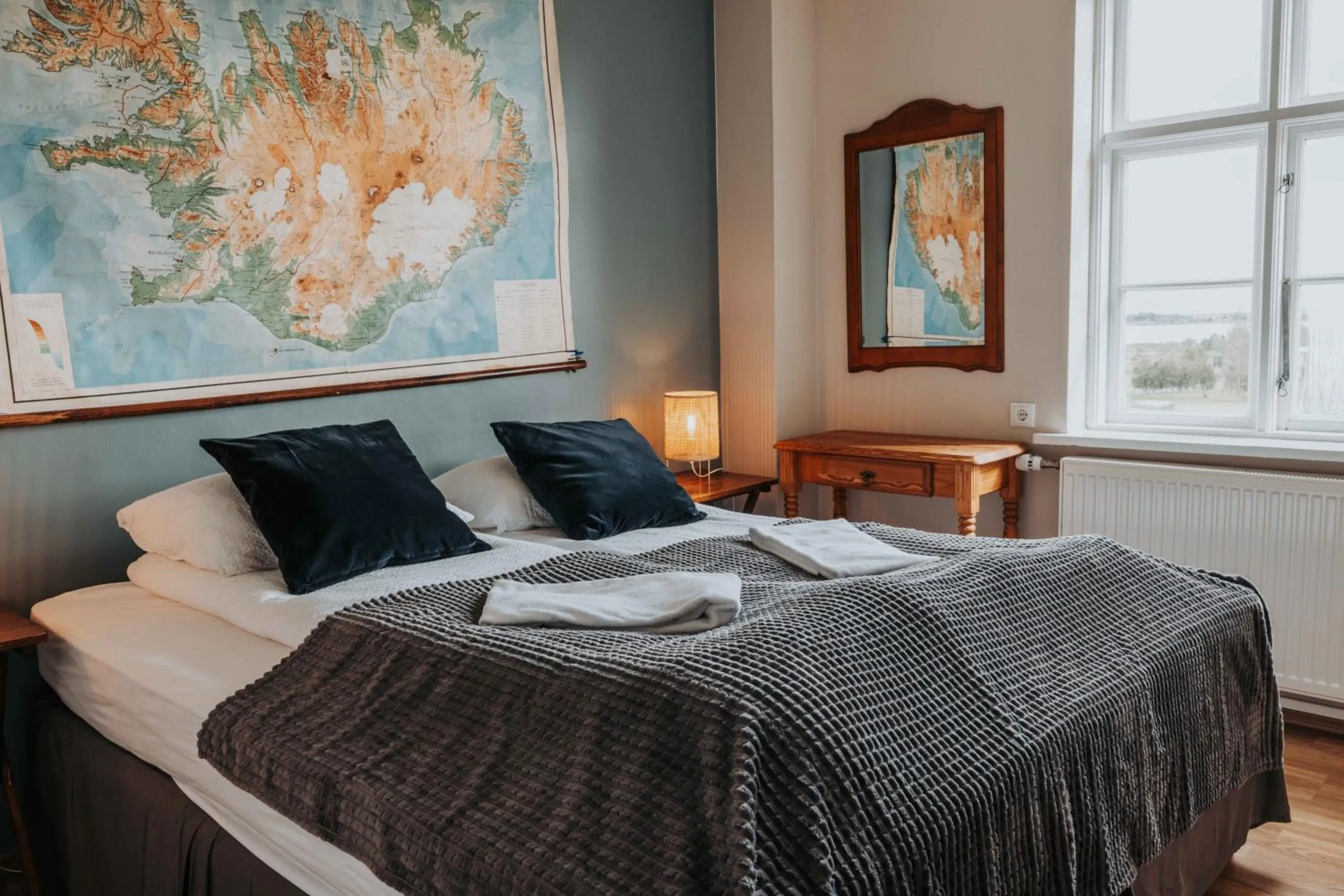 Bed in Héradsskólinn Historic Guesthouse