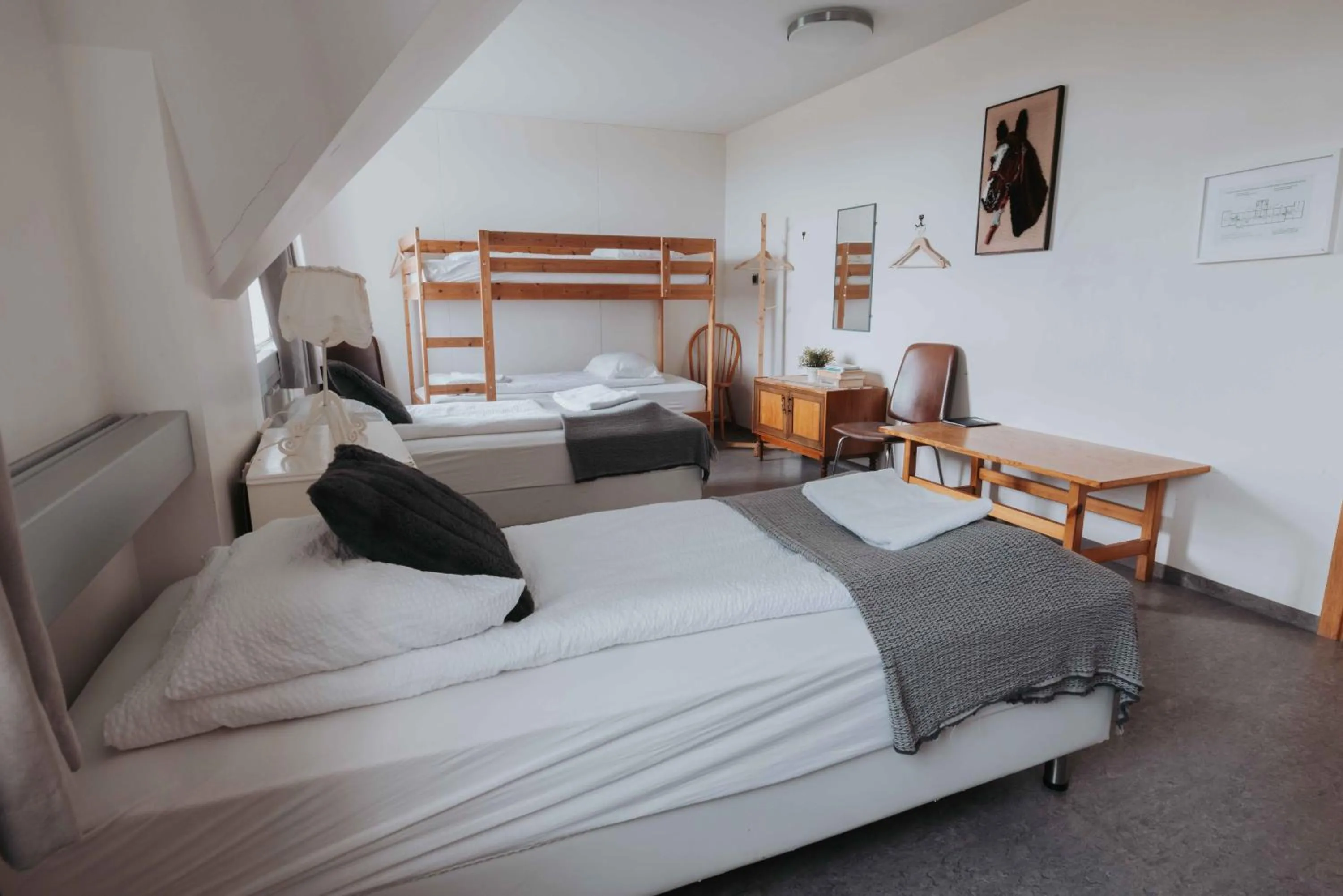 Bed in Héradsskólinn Historic Guesthouse