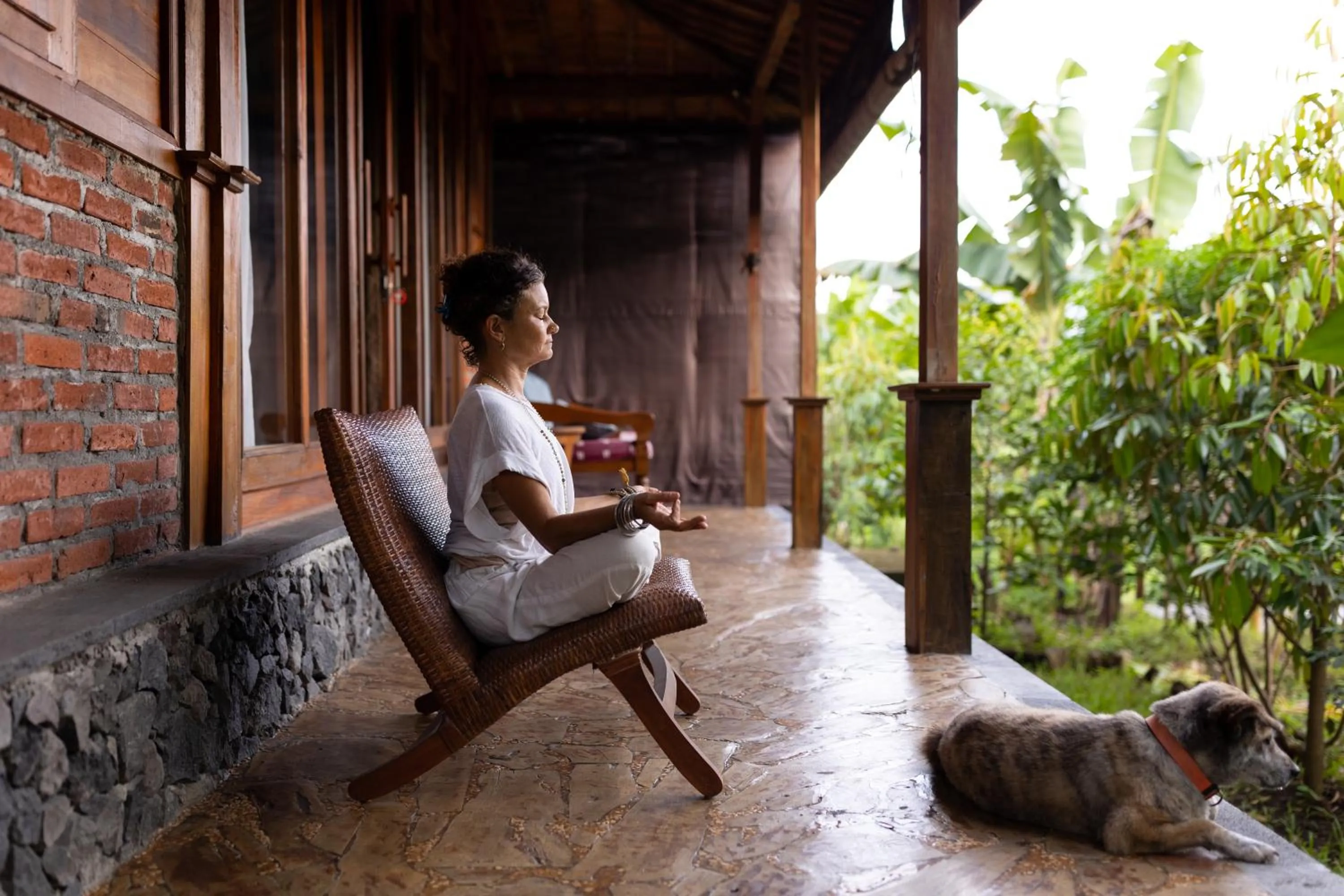 Patio in Ubuntu Bali Eco Yoga Retreat - CANGGU