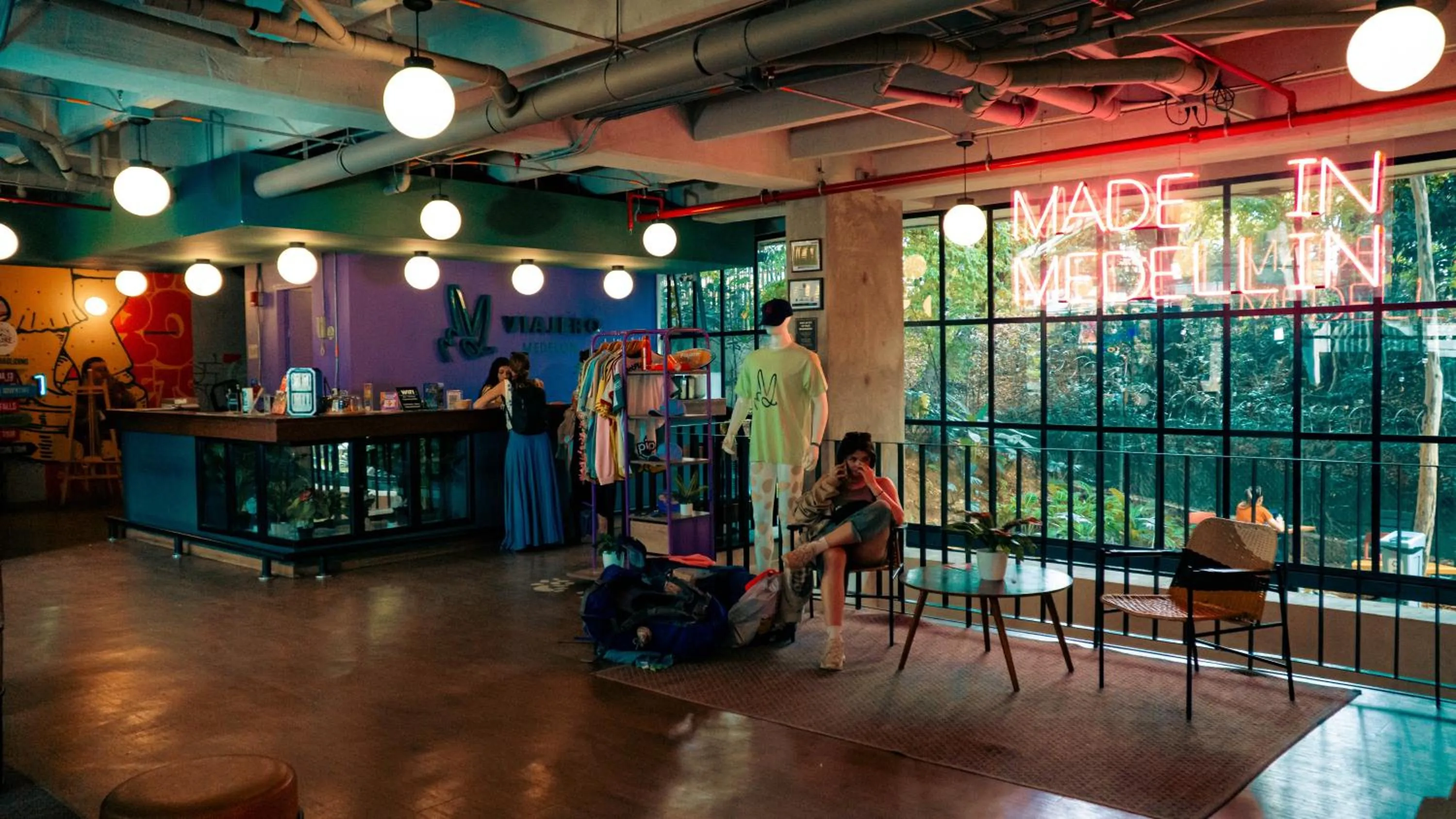 Seating area in Viajero Medellín Hostel