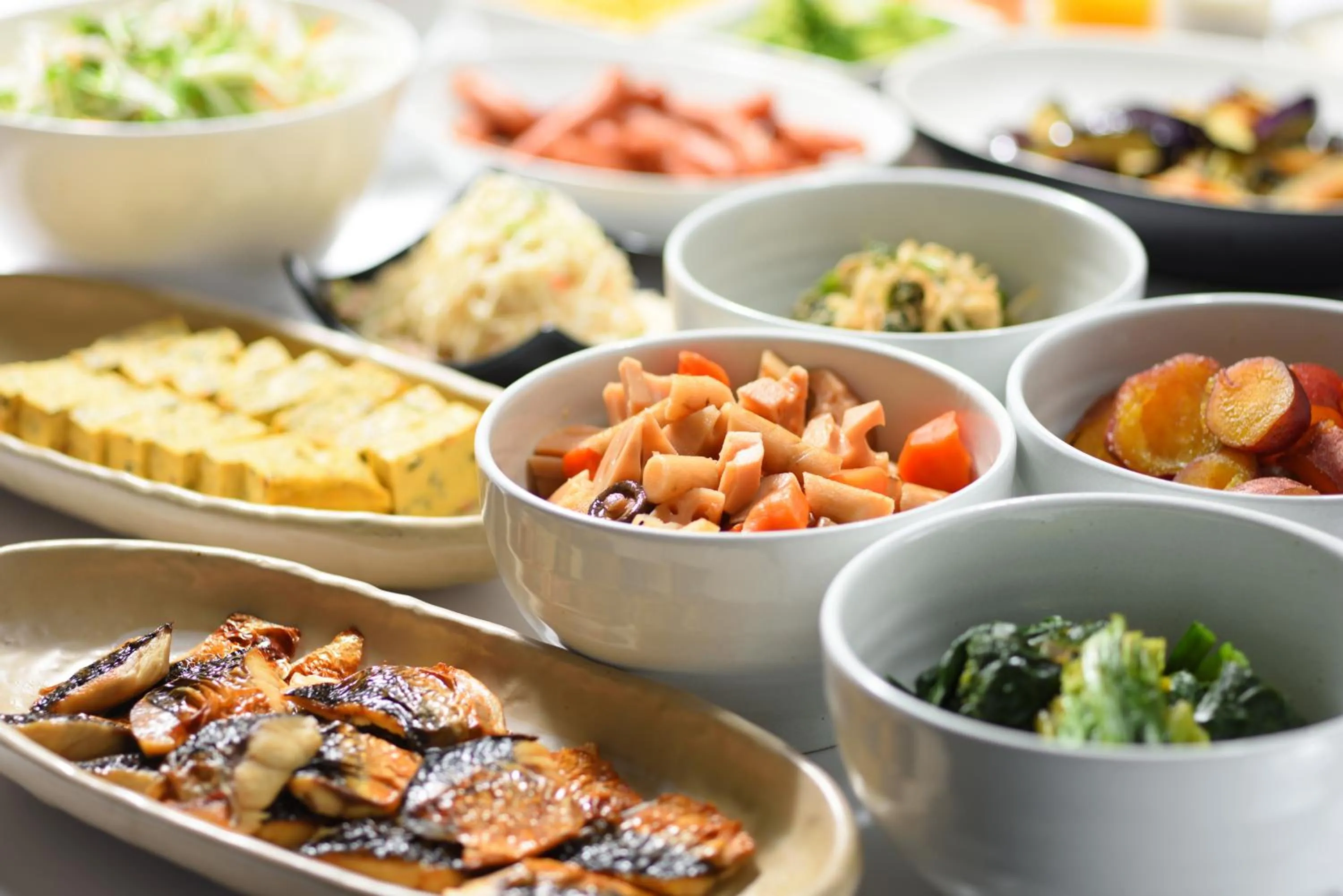 Buffet breakfast in Pacific Hotel Shiroishi