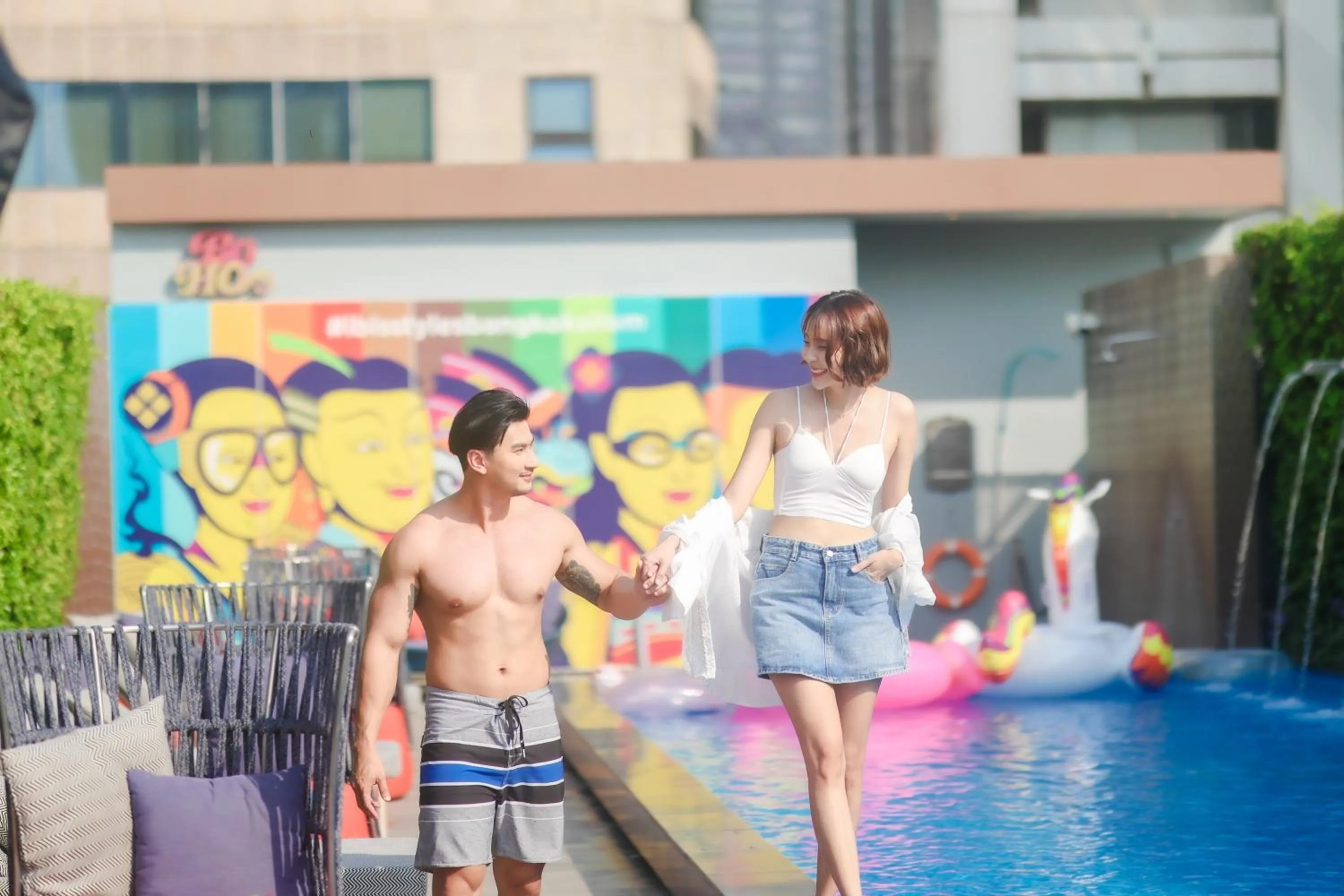 Swimming pool in ibis Styles Bangkok Silom