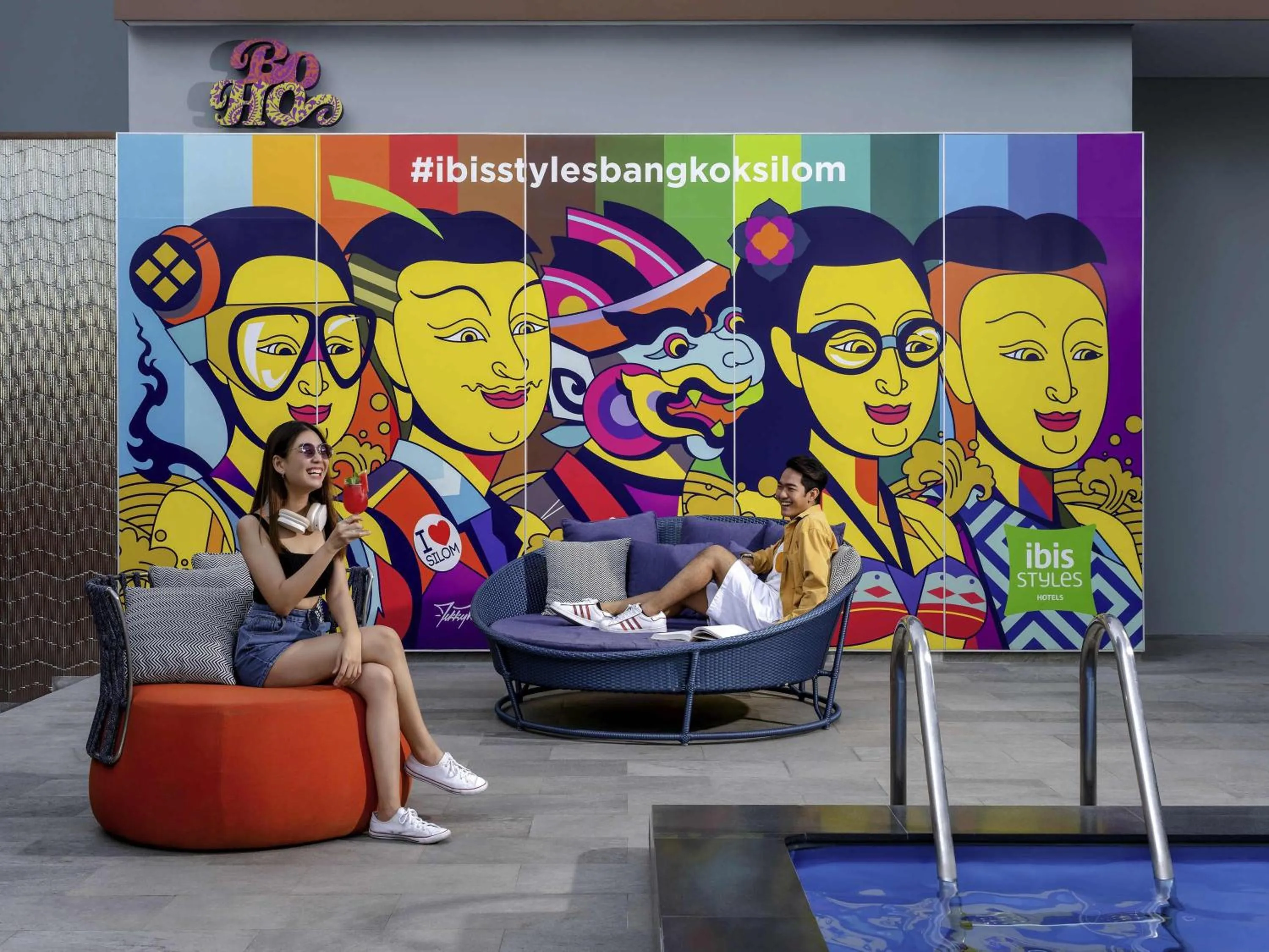 Pool view in ibis Styles Bangkok Silom