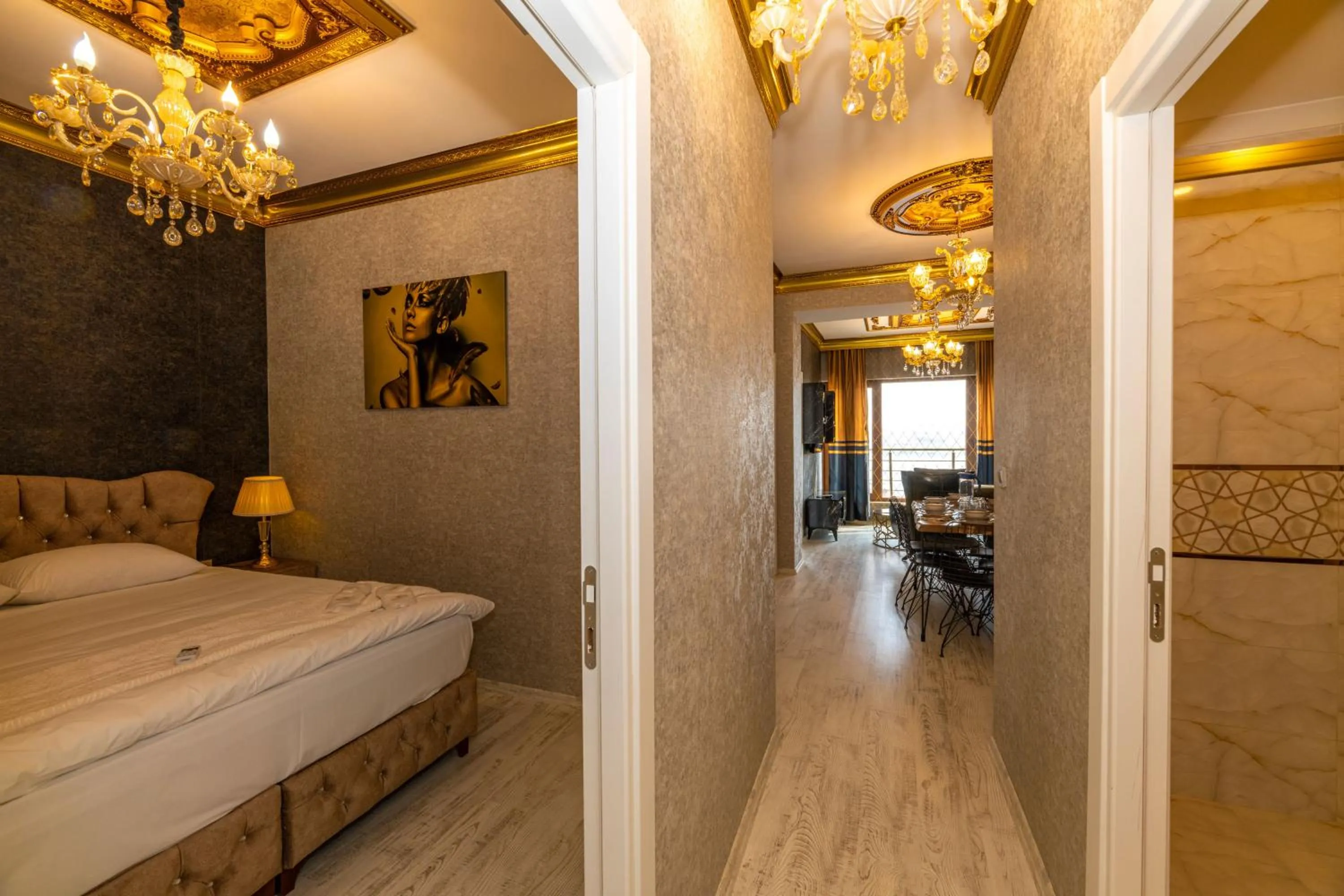 Bathroom, Bed in Istanbul Taksim Residence Hotel By MESUT