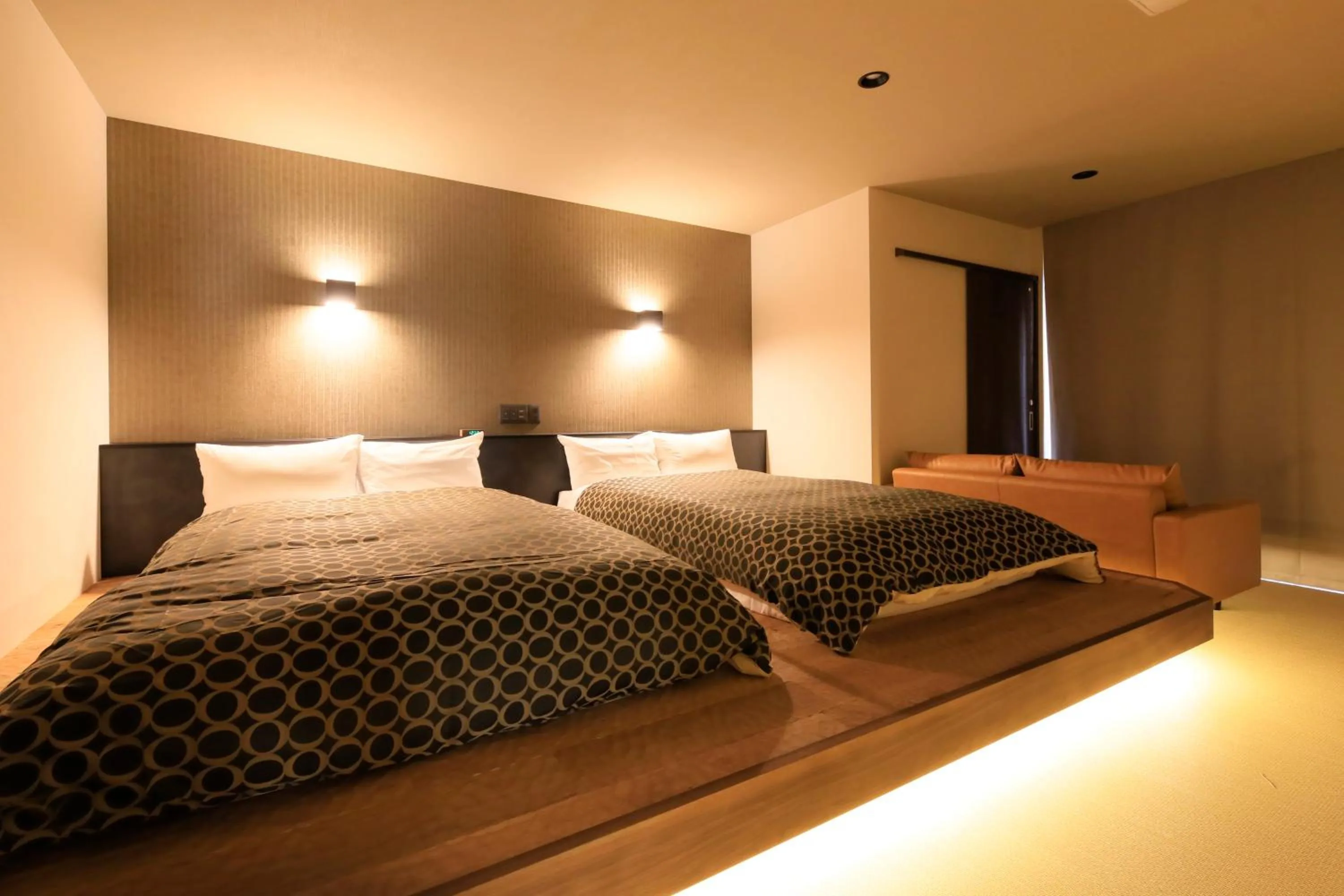 Bed in Yutorelo Tateshina Hotel with DOGS