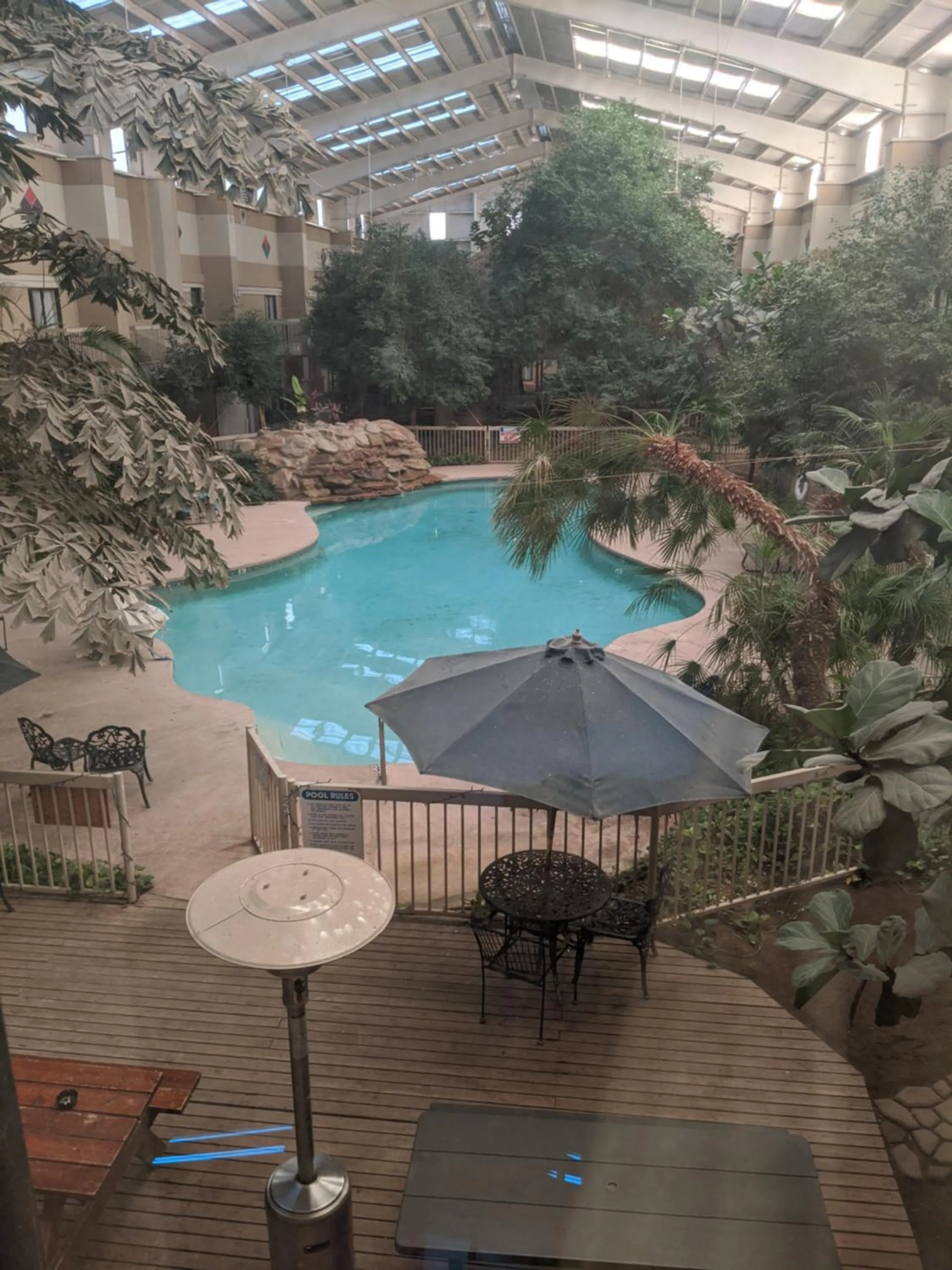 Pool view in Atrium Inn