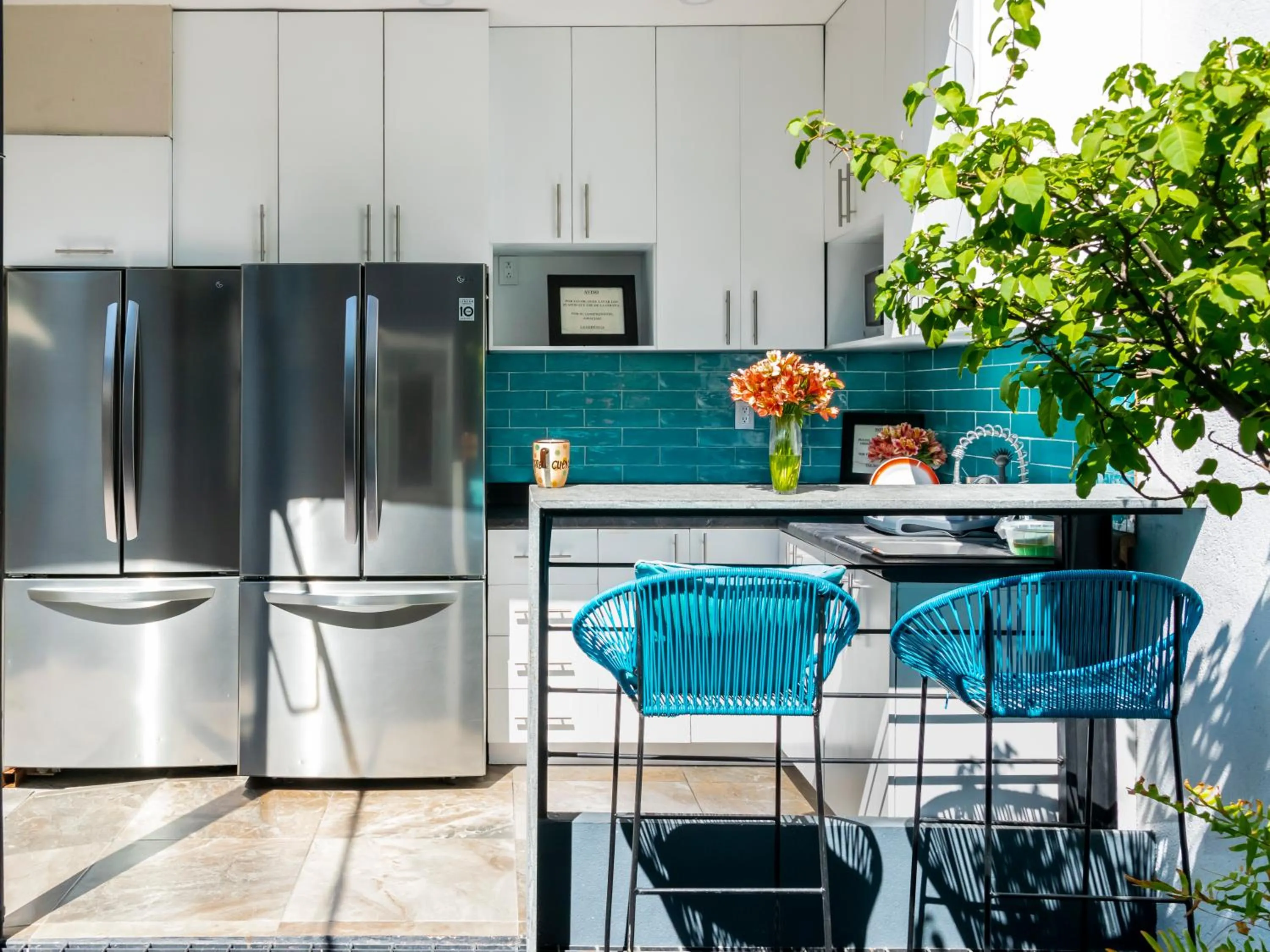 Communal kitchen in Casa Pánuco