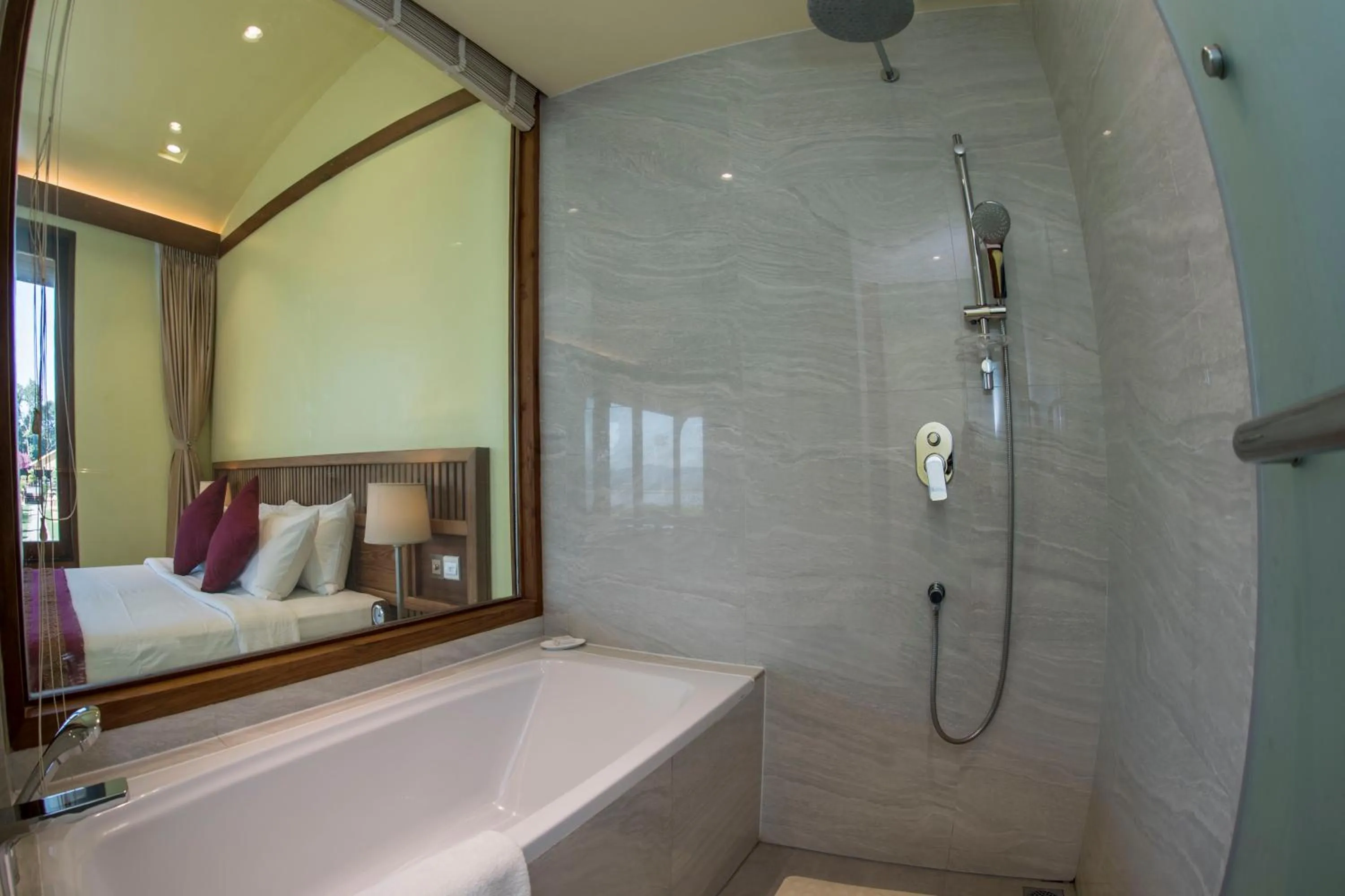 Bathroom, Bed in Bagan Thiripyitsaya Sanctuary Resort