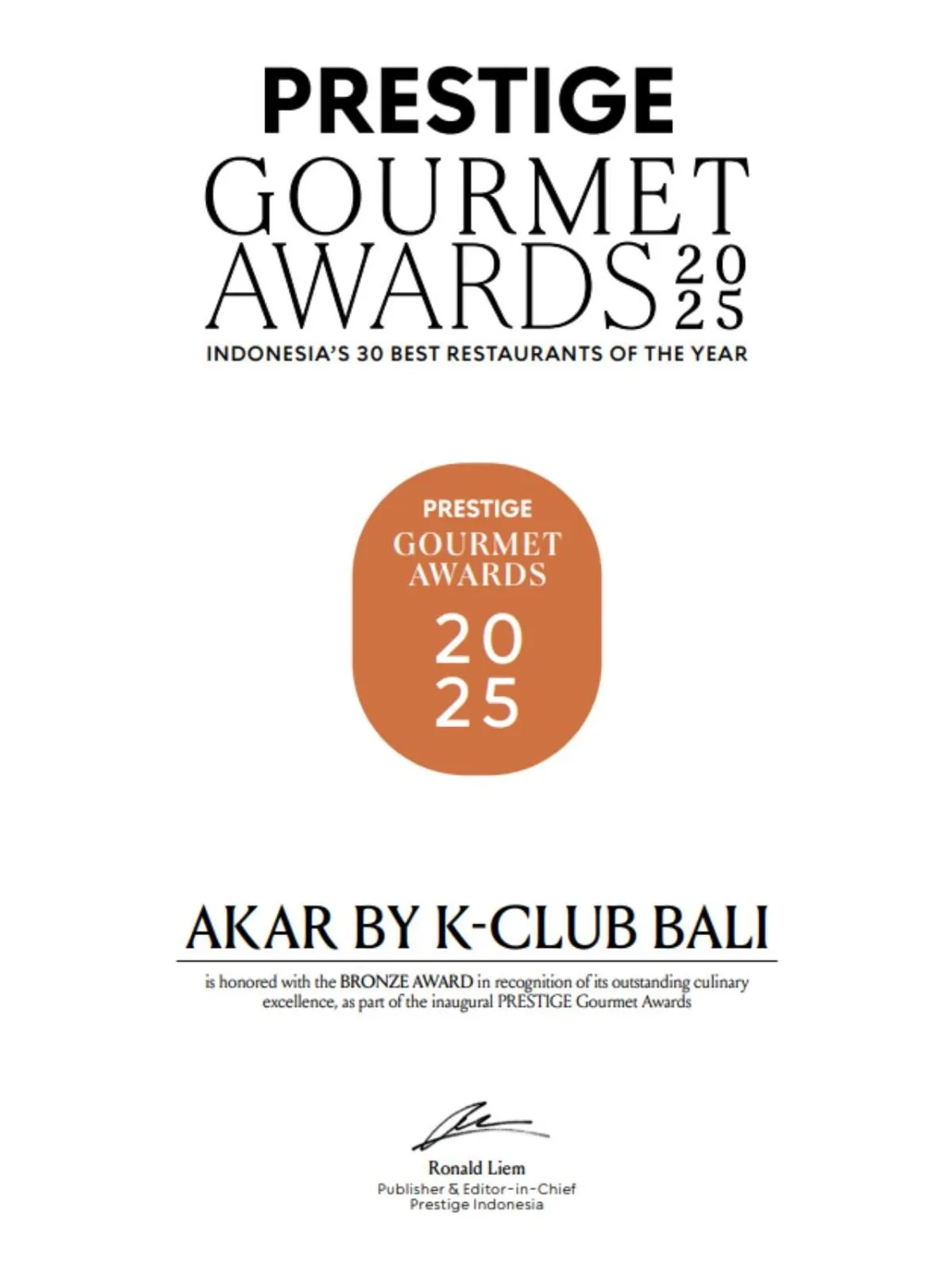 Restaurant/places to eat in K Club Ubud