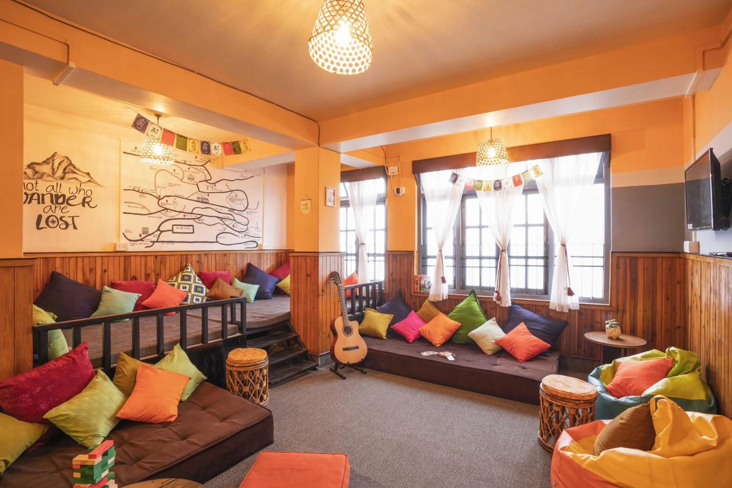 Living room in Zostel Gangtok