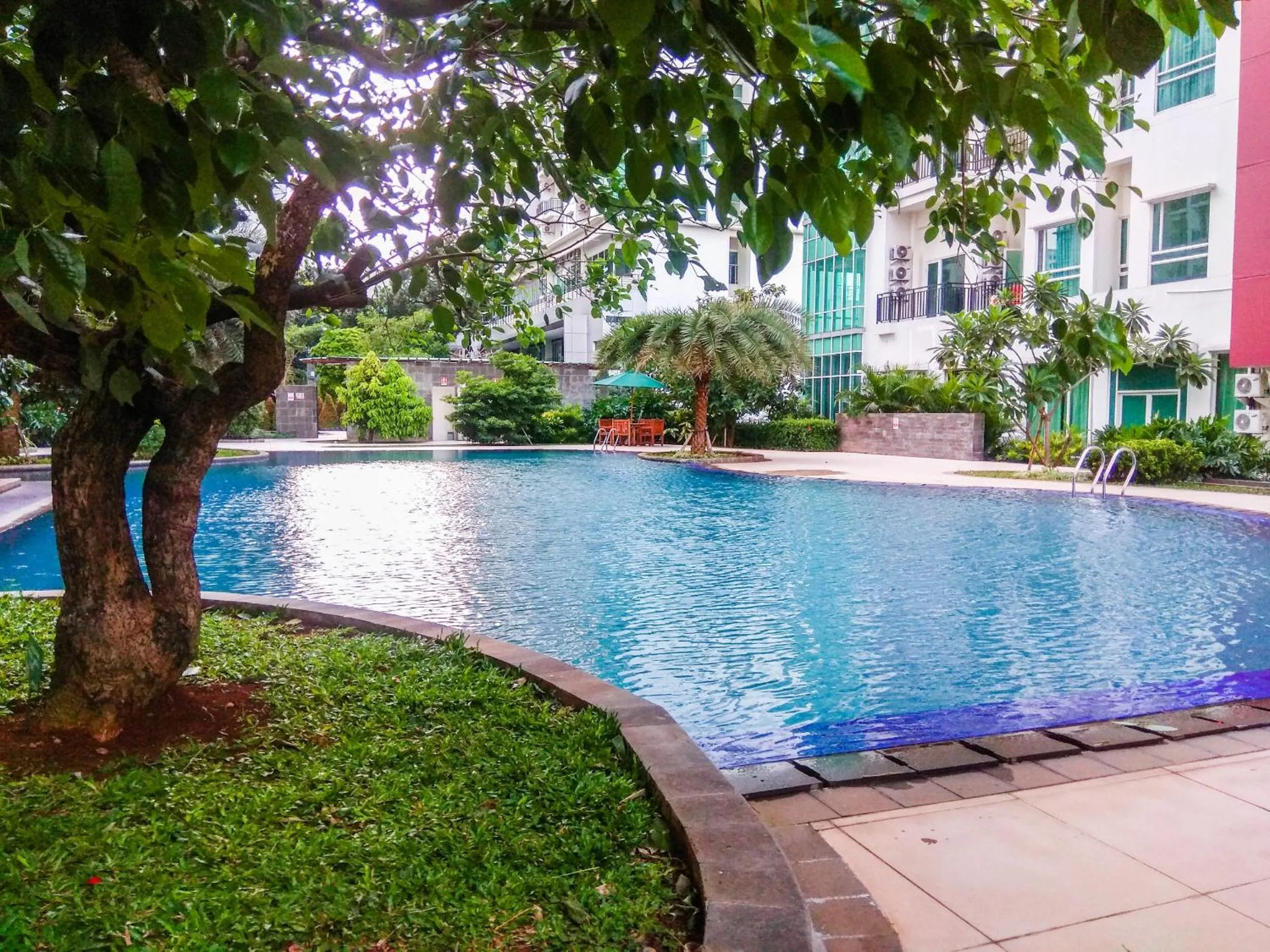 Swimming pool in Good Location with Simply Furnished 1BR Apartment Woodland Park Residence By Travelio