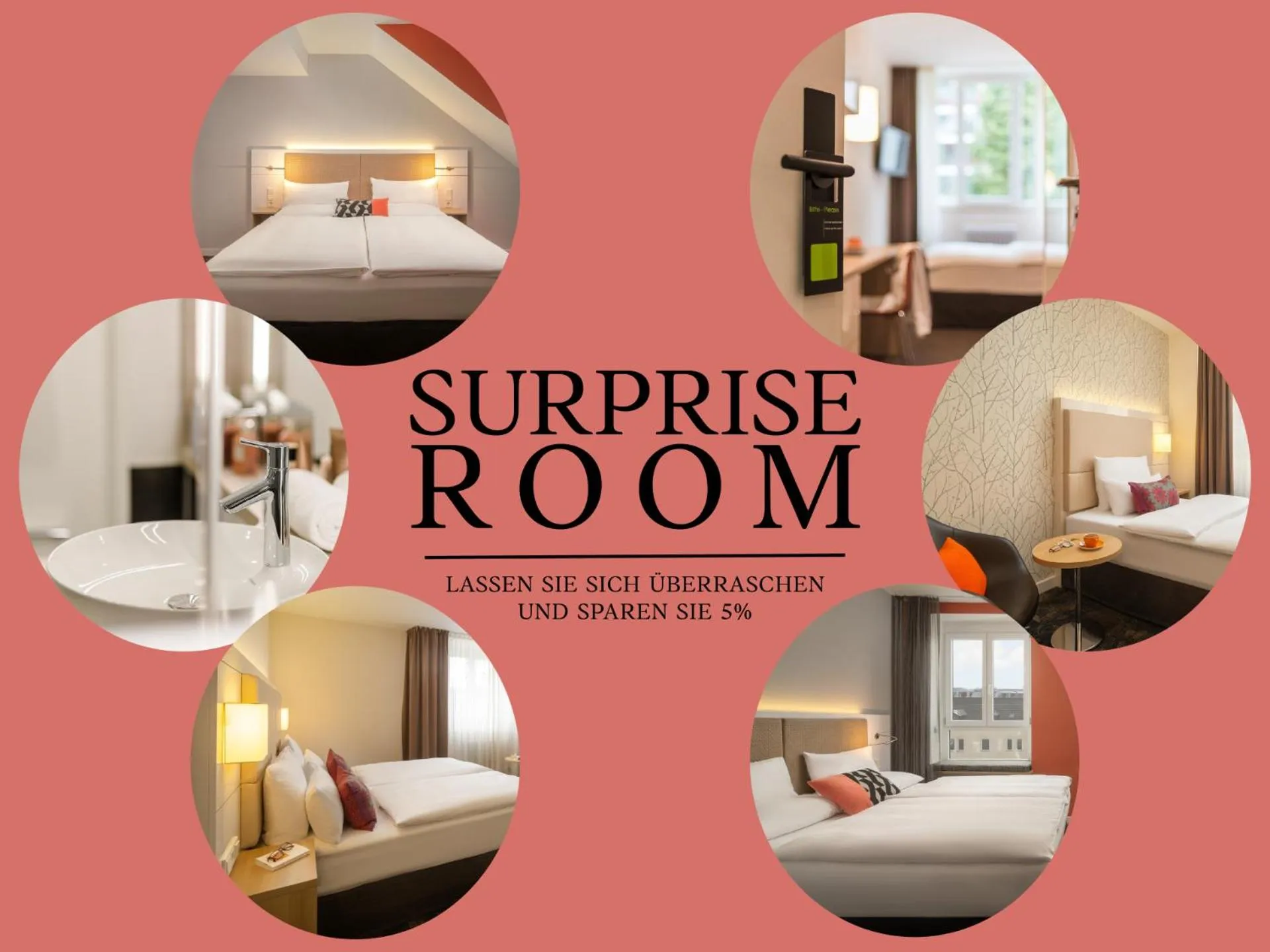 Text overlay, Bed in Boutique Hotel Atrium München