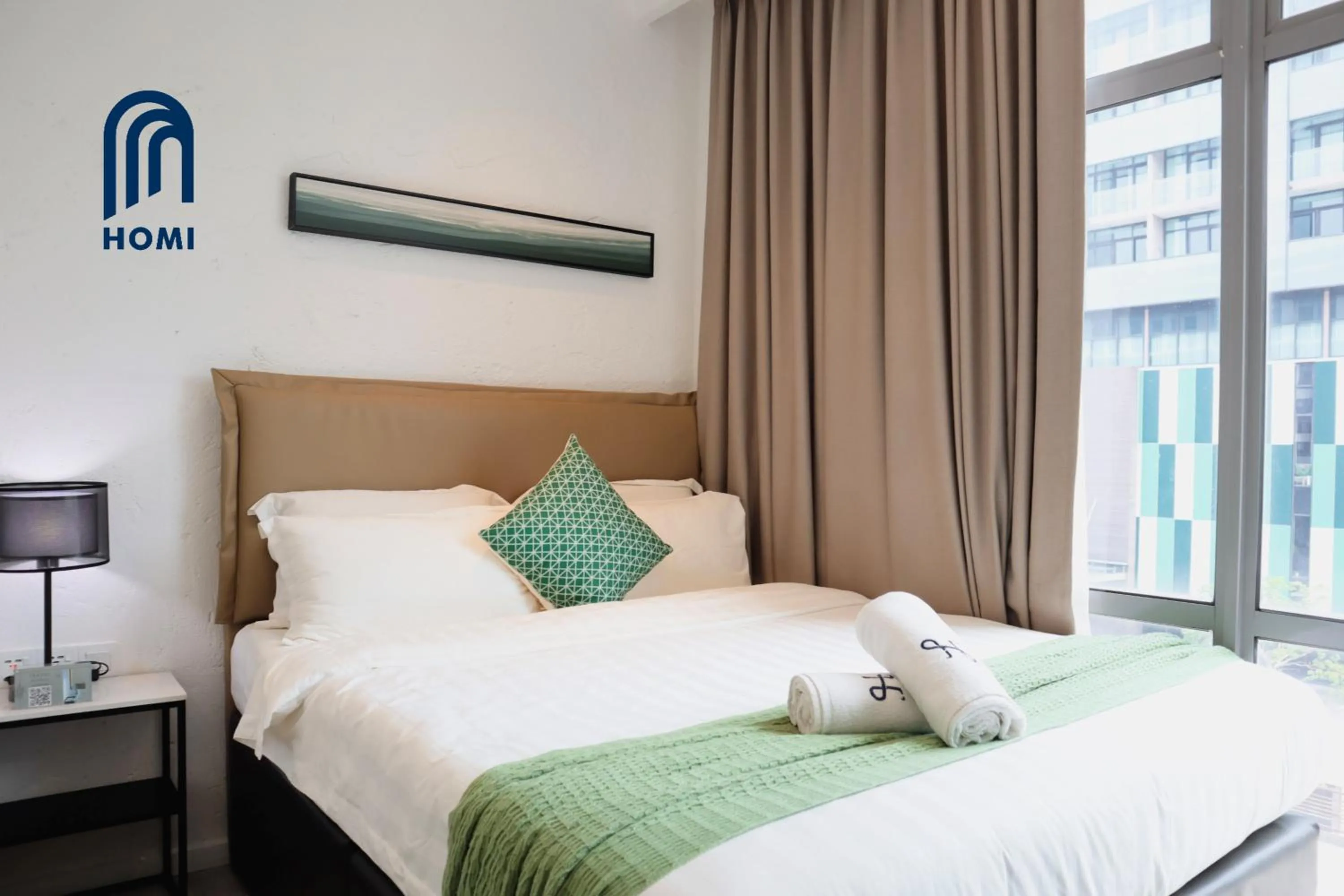 View (from property/room), Bed in Homi Oasis at KK Times Square 和逸绿洲
