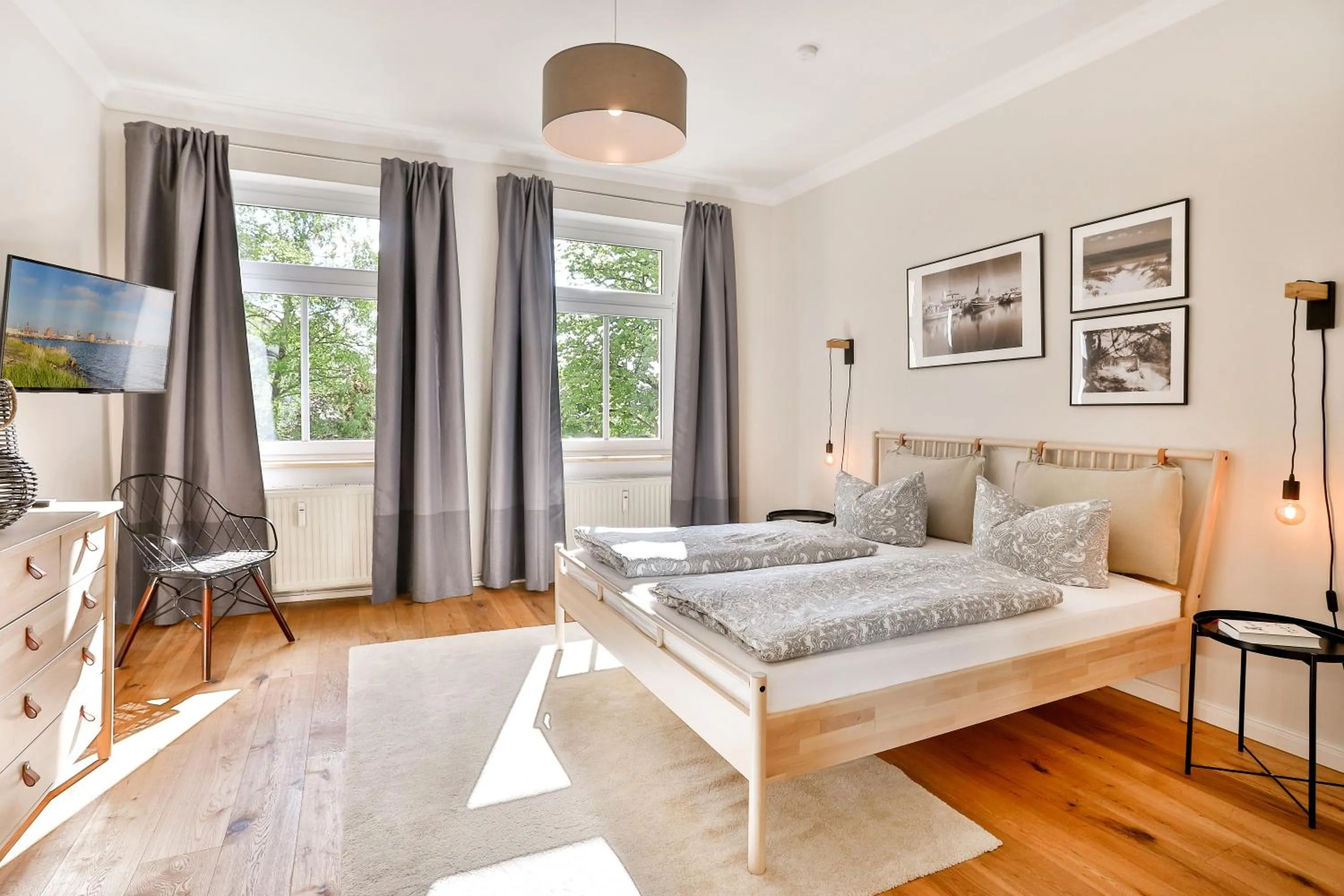 Bed in Ferienwohnung an der Brunnenaue
