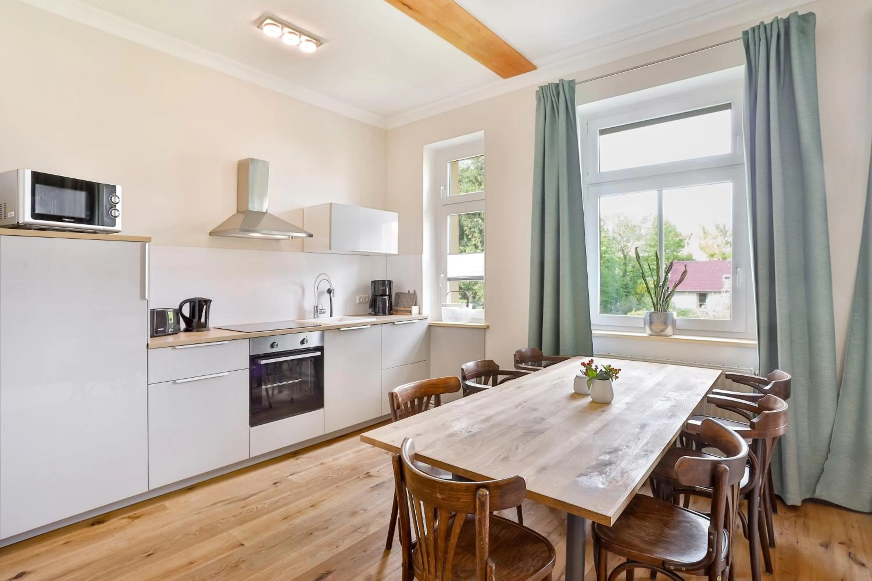 Kitchen or kitchenette in Ferienwohnung an der Brunnenaue