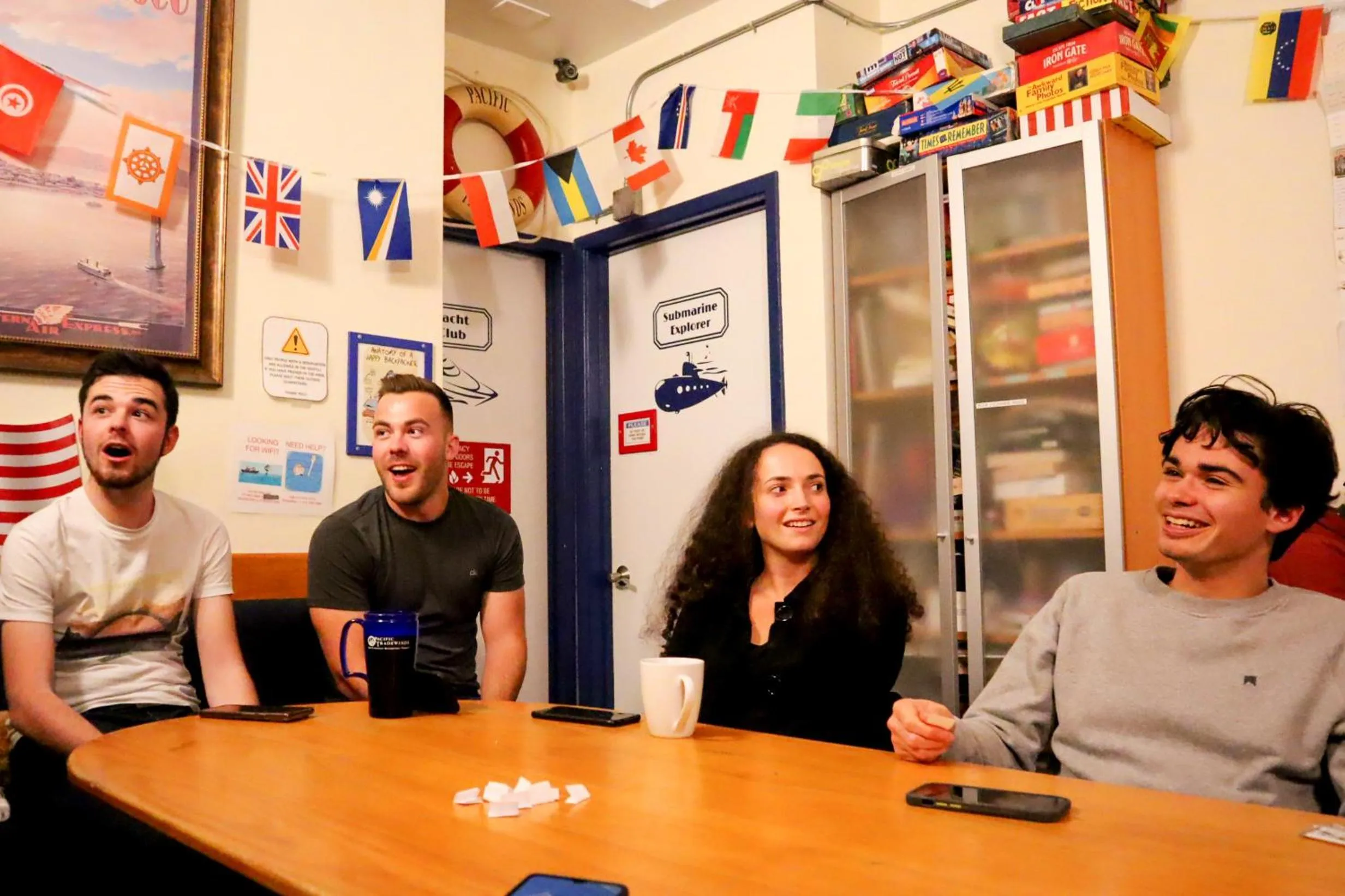 group of guests in ITH San Francisco Pacific Tradewinds Backpacker Hostel