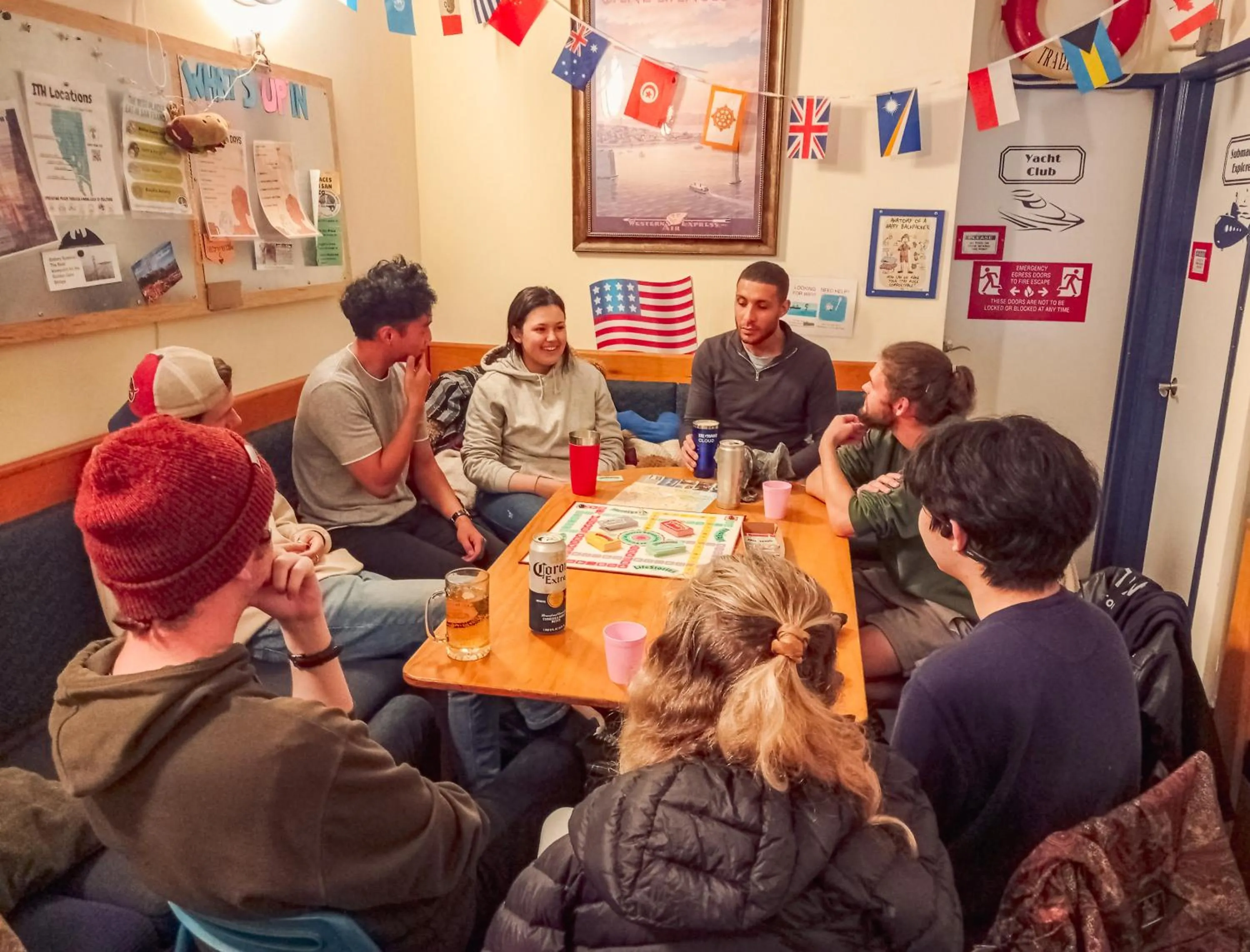 group of guests in ITH San Francisco Pacific Tradewinds Backpacker Hostel