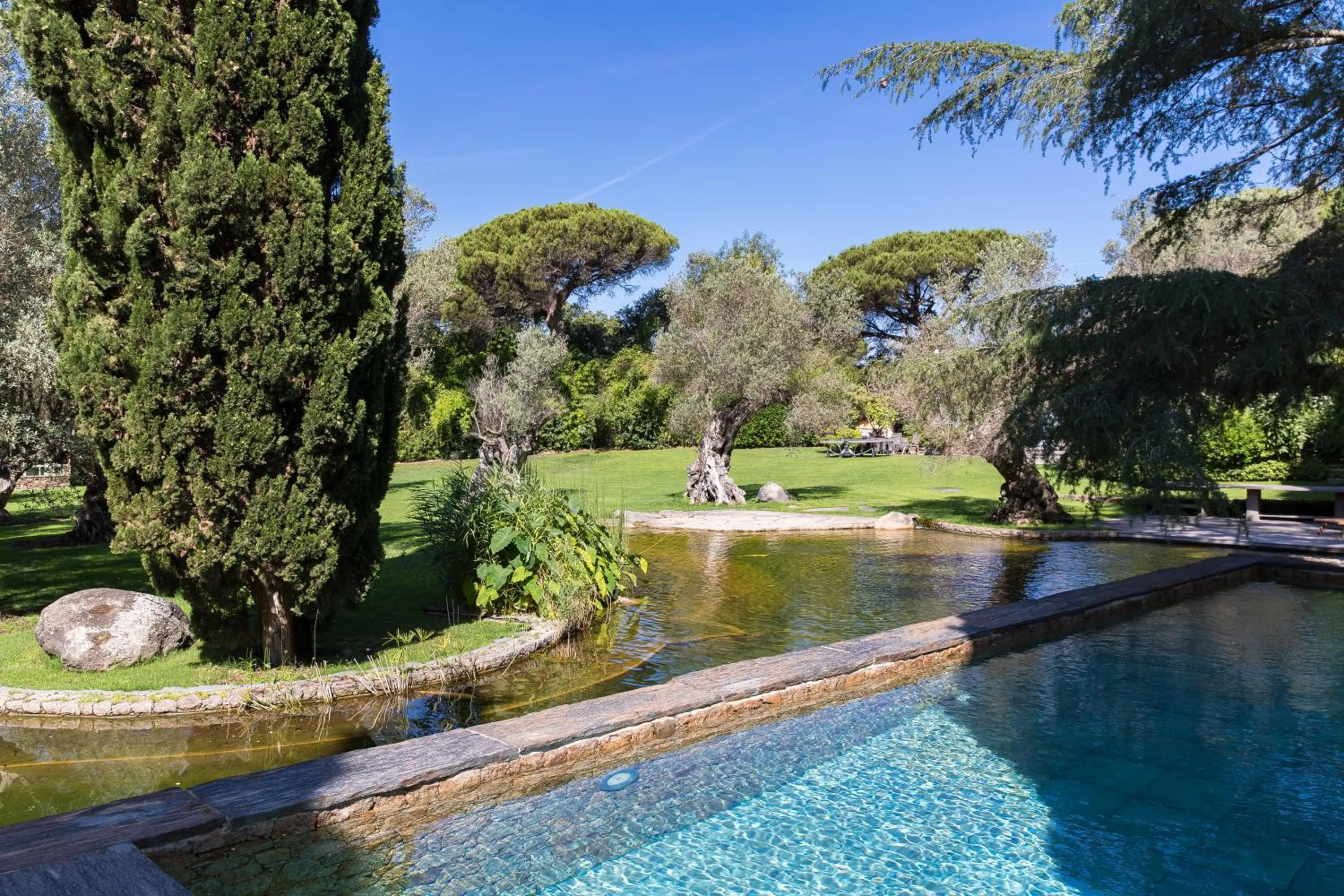 Pool view in Domaine Les Mésanges