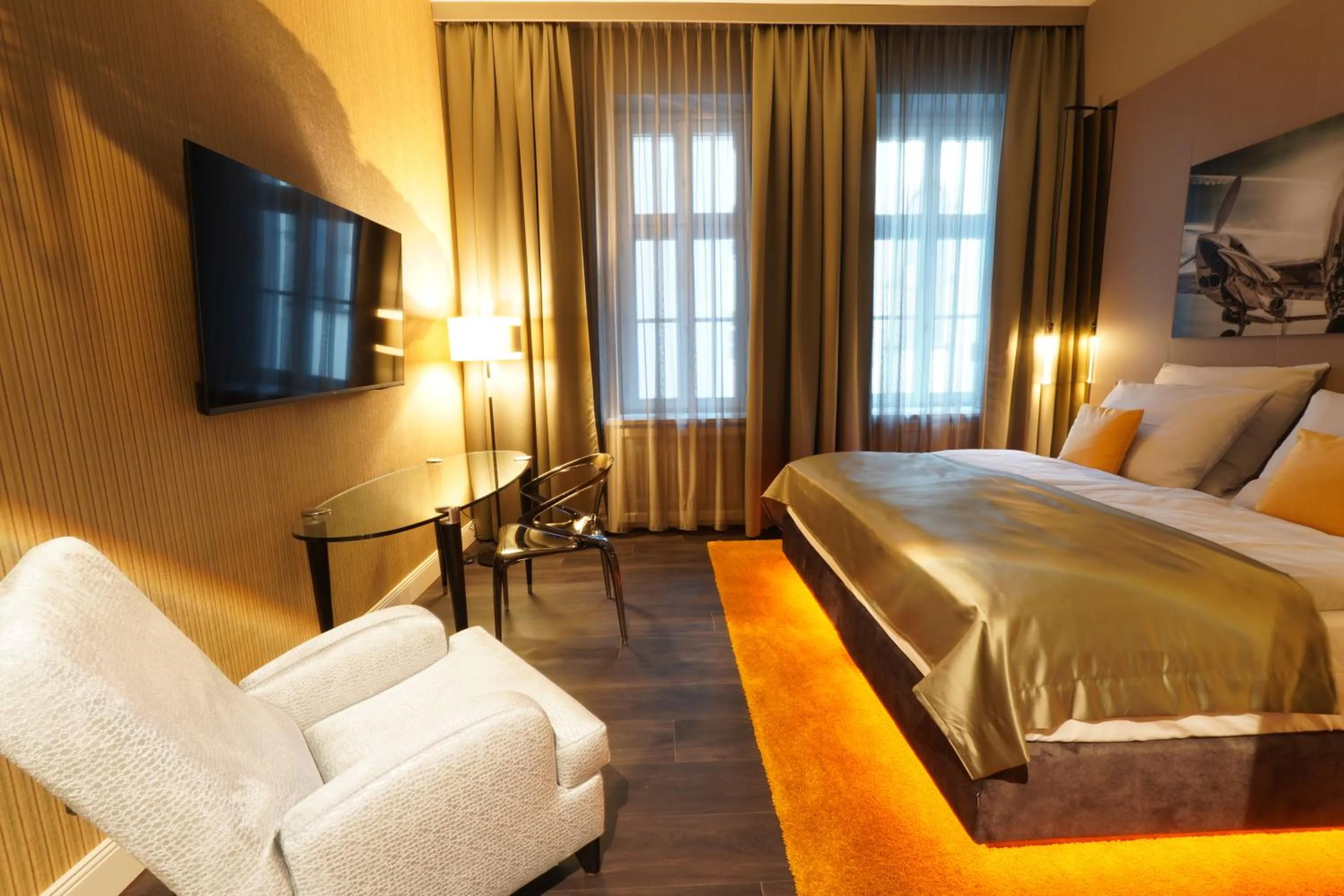 Living room, Bed in Lumière Boutiquehotel im Fürstenhof Leipzig